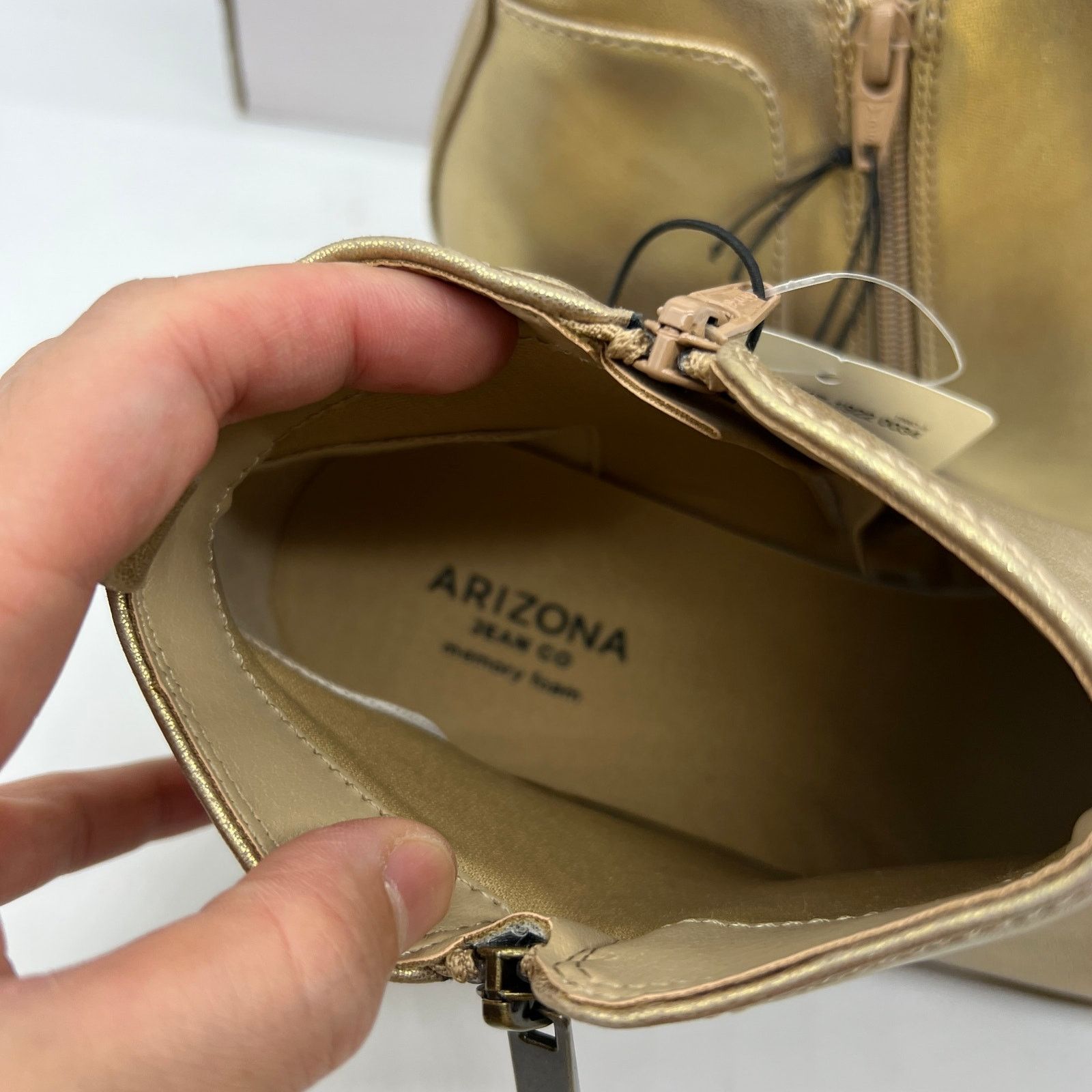 Other Arizona Jean Co Womens Castle Stacked Heel Booties Gold Size US 7 / IT 37 - 5 Thumbnail