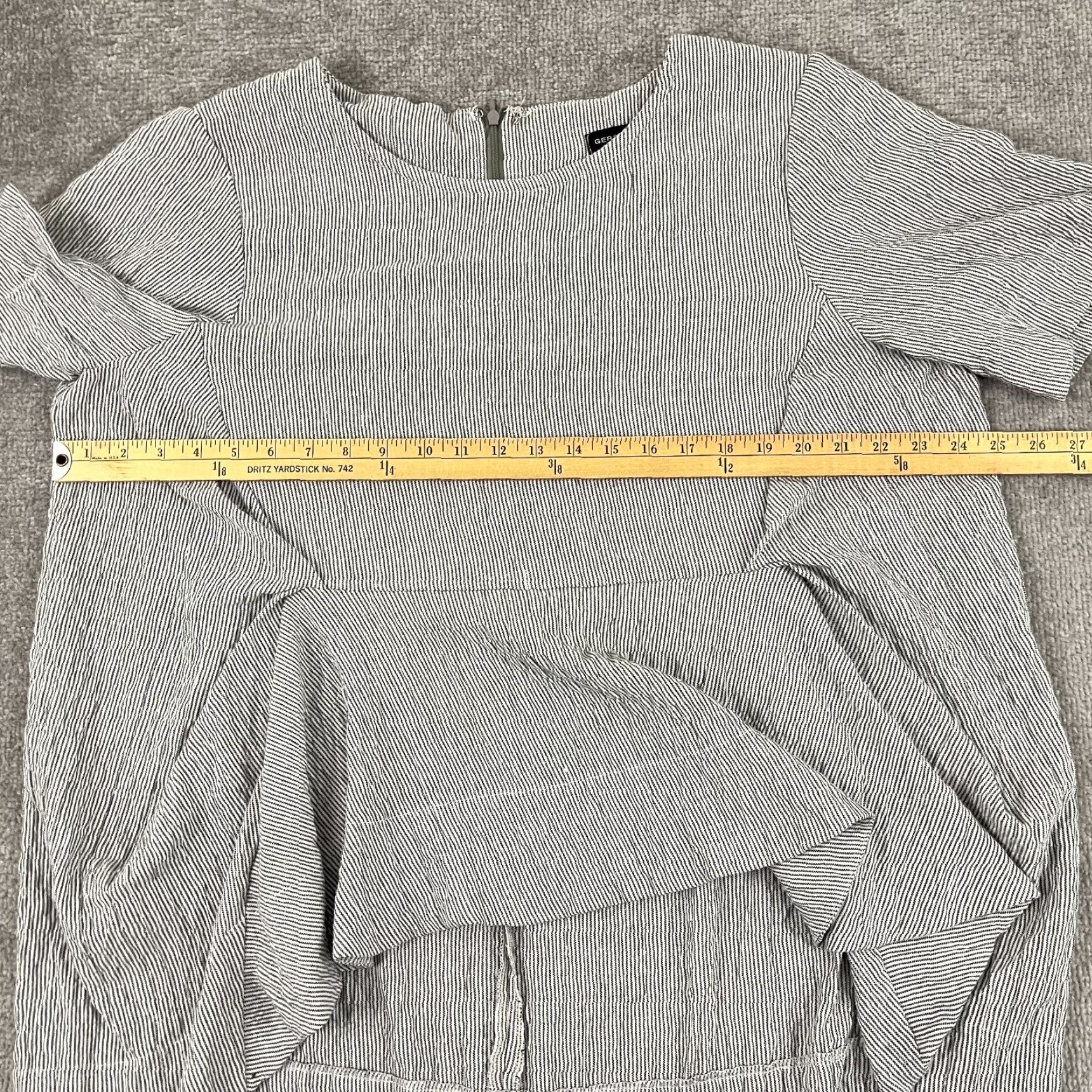 Vintage Gershon Bram Blouse Top Womens Large Gray Striped Lagenlook Asymmetric Layered Shirt Regular Size L Womens Size L / US 10 / IT 46 - 5 Thumbnail