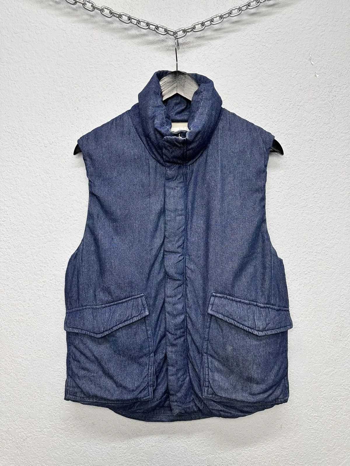 Vintage blue denim vest multipocket Japan Issey Miyake