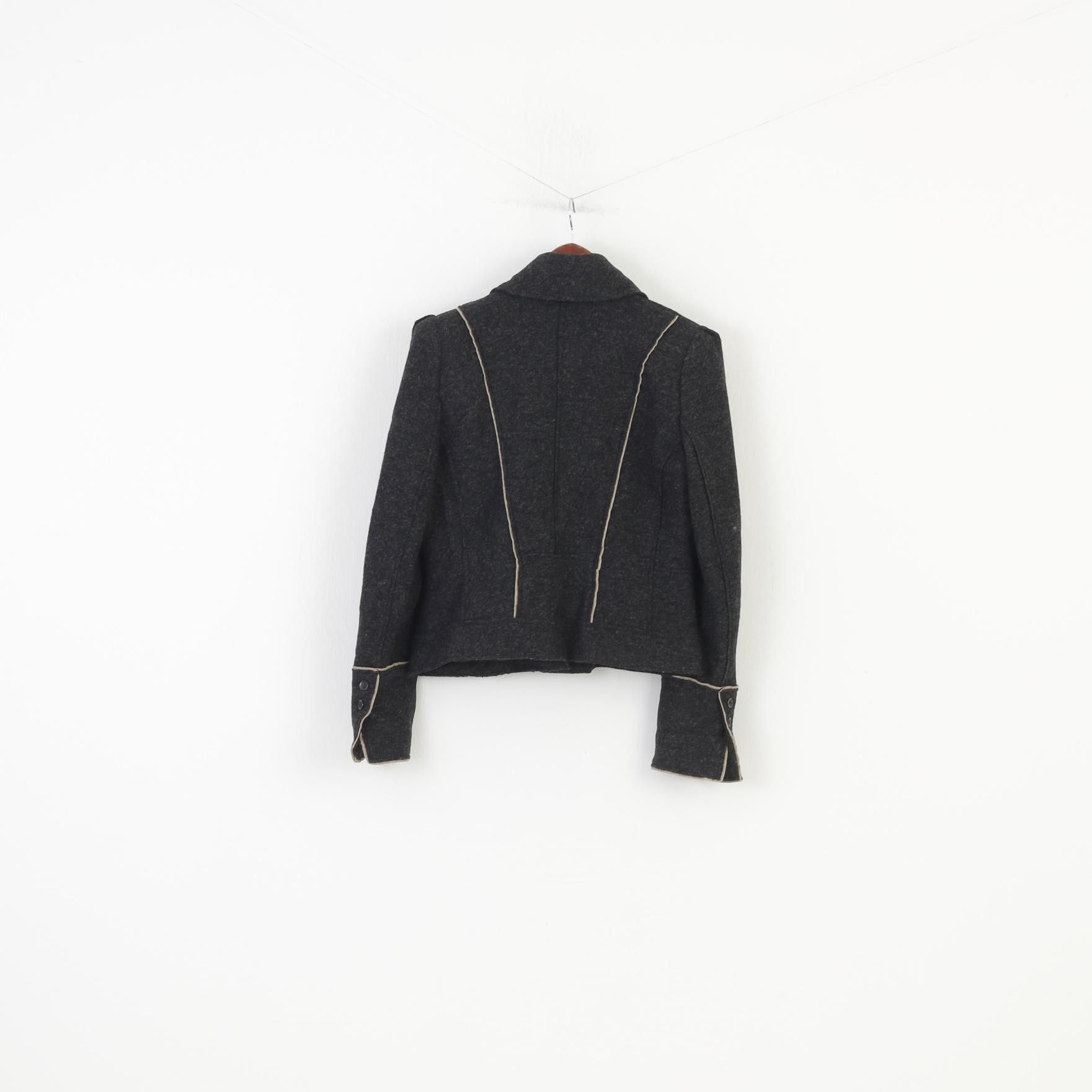 Vintage Summum Woman 40 M Jacket Charcoal Bottoms Collar Wool 0069 Size S / US 4 / IT 40 - 7 Thumbnail