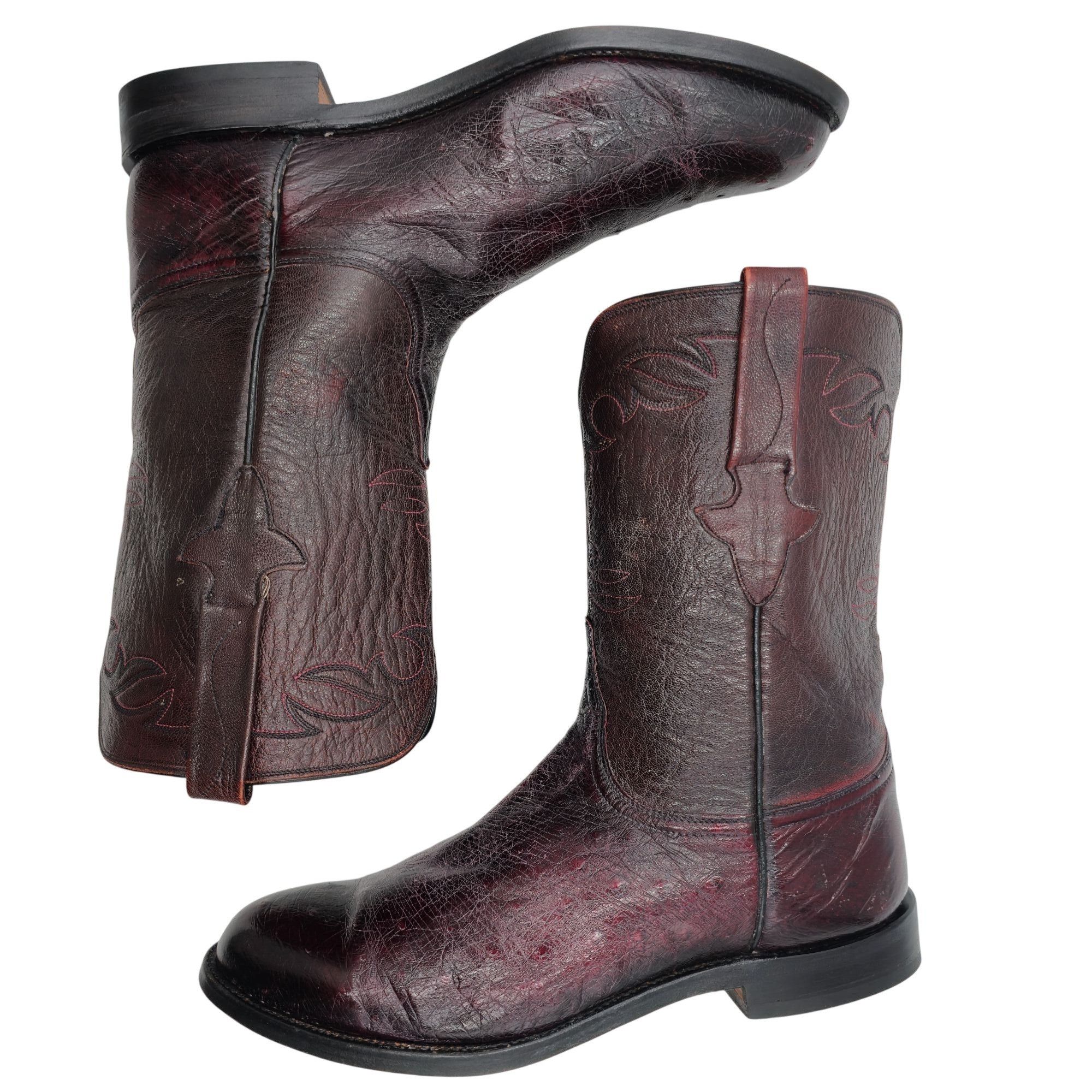 Lucchese Lucchese Classics Mens 10EE Black Cherry Burgundy Ostrich Size US 10 / EU 43 - 6 Thumbnail