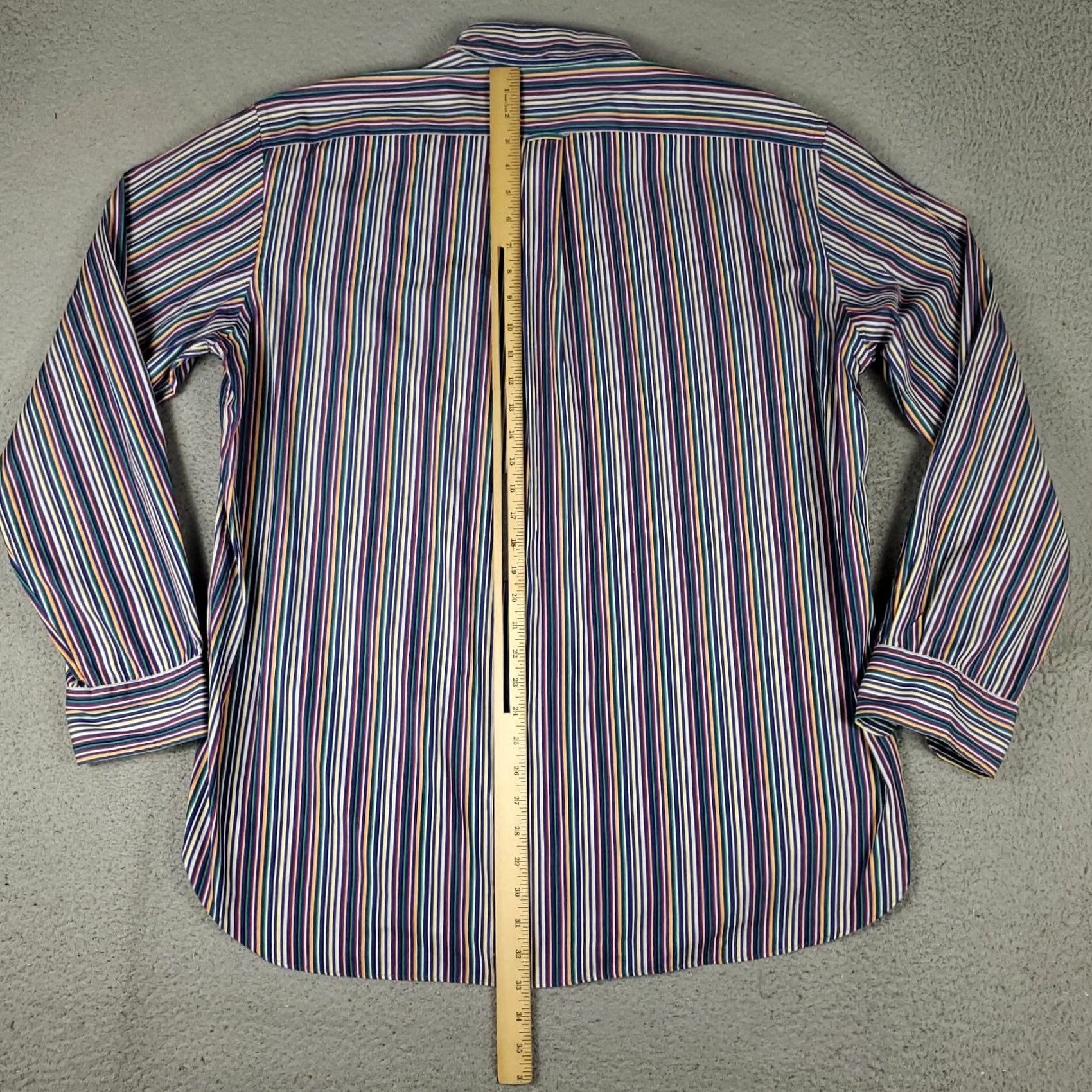 Faconnable Façonnable Shirt Mens 2XL Blue Striped Casual Button Up Long Sleeve Size US XXL / EU 58 / 5 - 3 Thumbnail