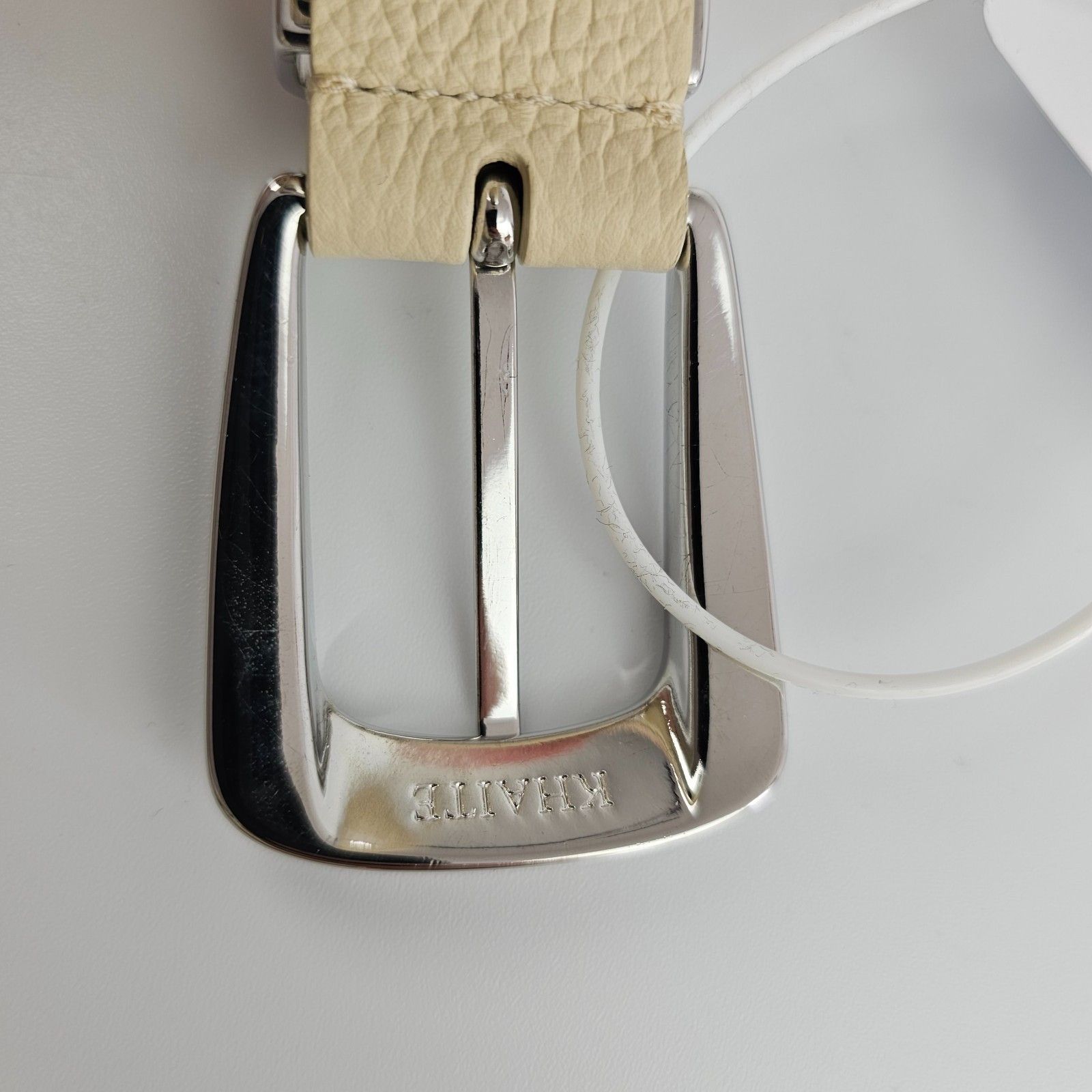 KHAITE KHAITE Benny Dark Ivory Leather Silver Studs Belt Size ONE SIZE - 9 Thumbnail