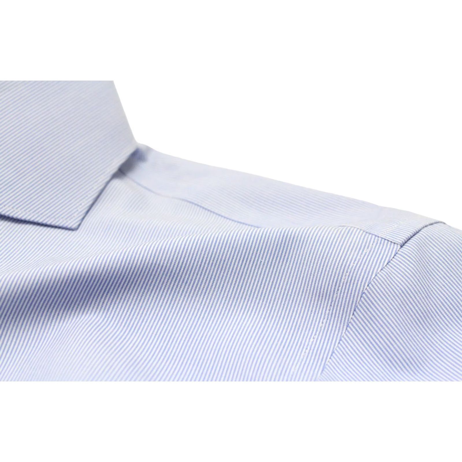 Suitsupply Suitsupply Formal Shirt Men Pinstriped Extra Slim Fit 42-7 / 16 1/2L Blue Dress Shirt"} Size 42R - 6 Thumbnail