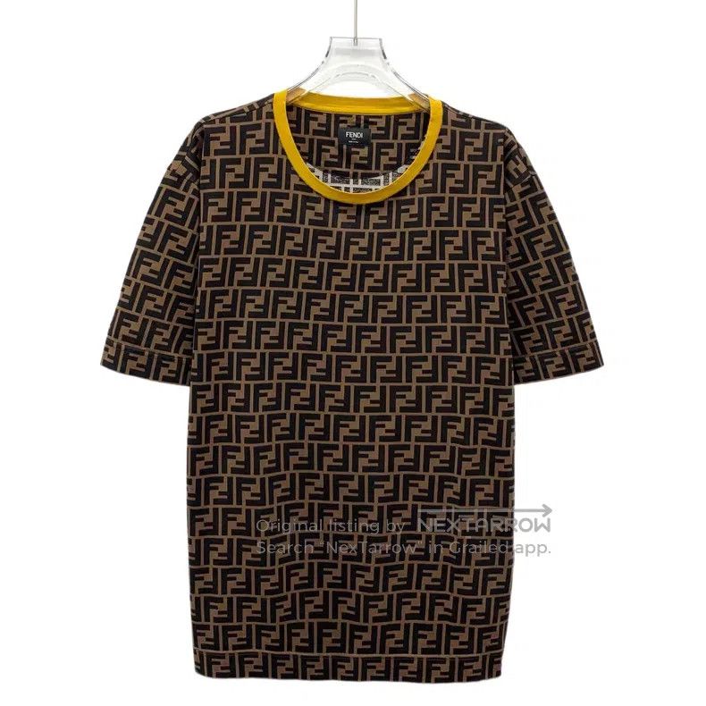 Fendi Fendi Dark Brown Double F Monogram Printed Cotton Crew Nec Size US L / EU 52-54 / 3 - 1 Thumbnail