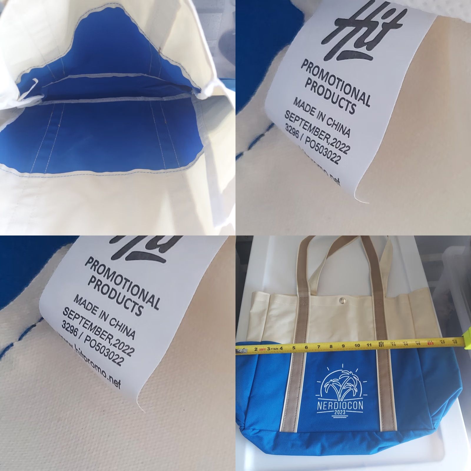 Vintage Nerdiocon 2023 Blue/White Tote Bag Hit Tote Unisex Adults White/Blue Convention Travel Casual B29 Size ONE SIZE - 8 Thumbnail