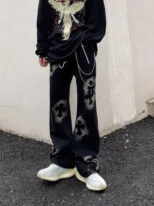 Japanese Brand × Jean vintage street cross print jeans Size US 32 / EU 48 - 1 Thumbnail