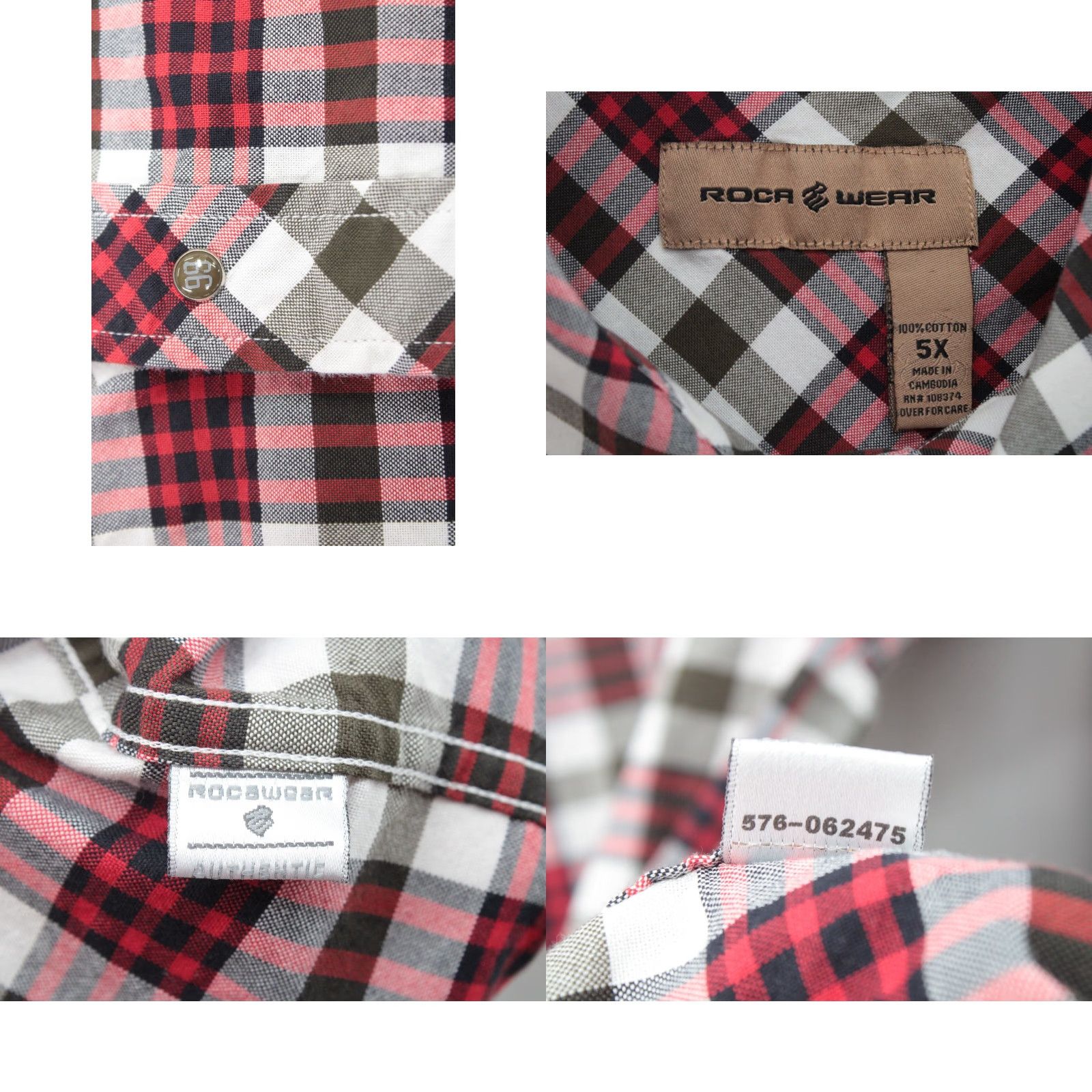 Rocawear Rocawear Shirt Men's 5XL Red Plaid Pearl Snap Button Embroidered Logo Hip Hop Size US XXL / EU 58 / 5 - 8 Thumbnail