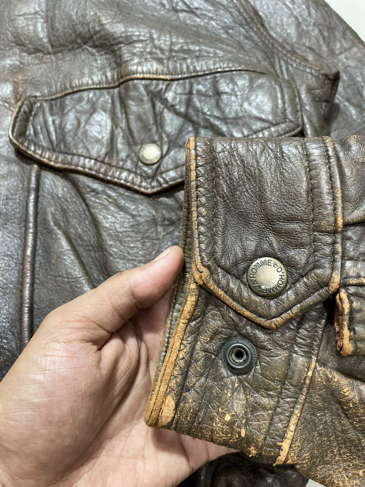 Issey Miyake Vintage Issey Miyake Design Leather Jacket D'homme A'Homme Size US M / EU 48-50 / 2 - 15 Thumbnail
