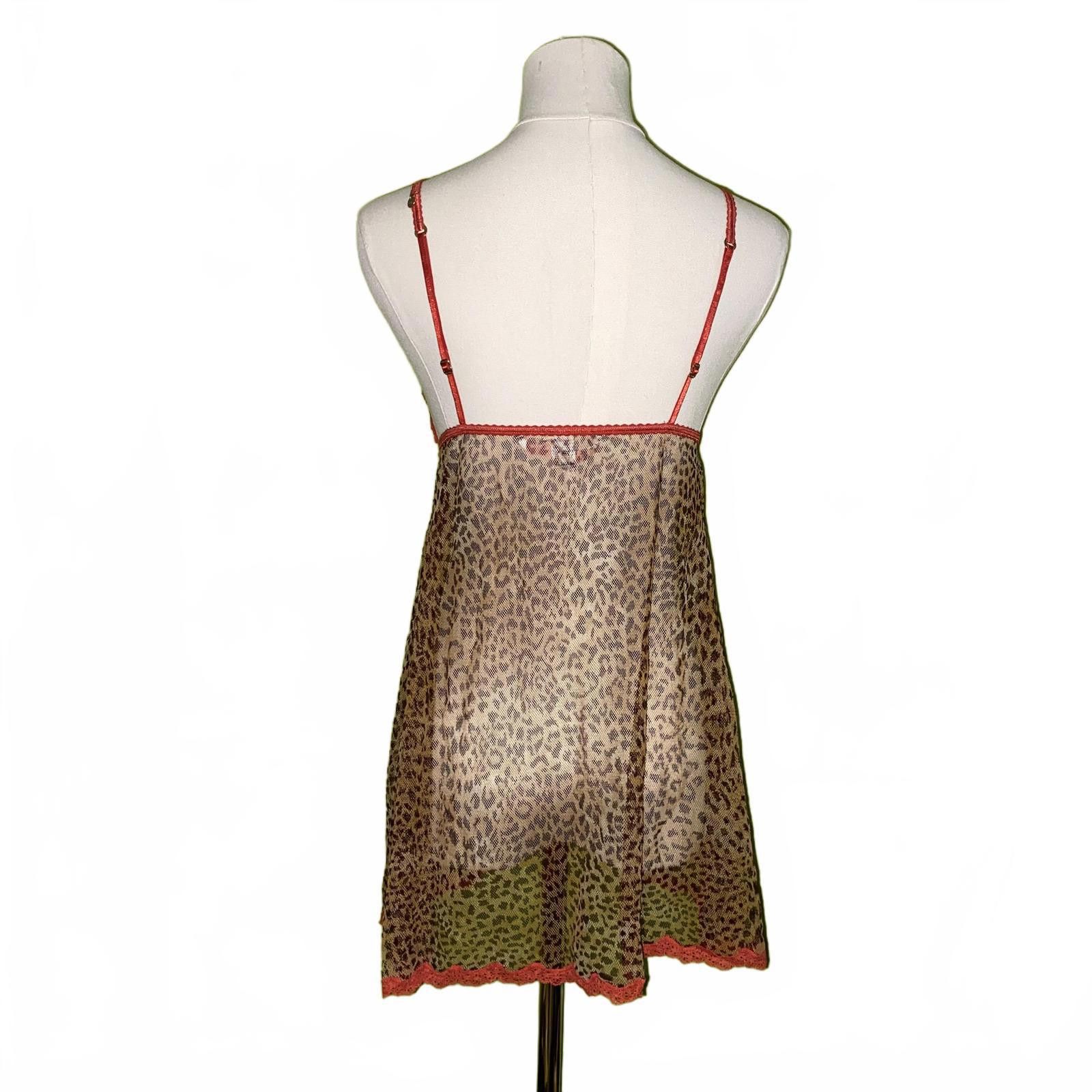 Designer Vintage Victoria’s Secret Cami Top M Leopard Mesh Lace Y2K Size M / US 6-8 / IT 42-44 - 3 Thumbnail