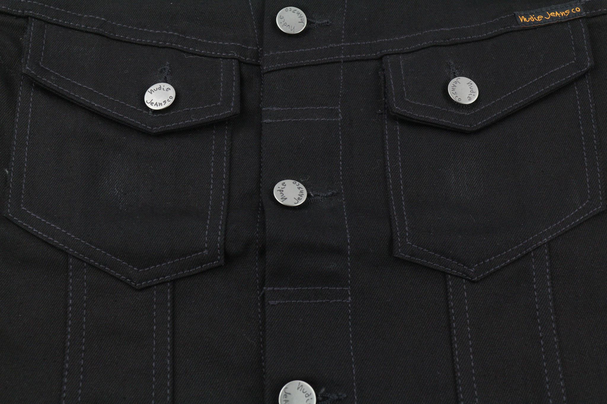 Nudie Jeans S Black Denim Polo Neck Logo Jacket 80376 Size US S / EU 44-46 / 1 - 7 Thumbnail