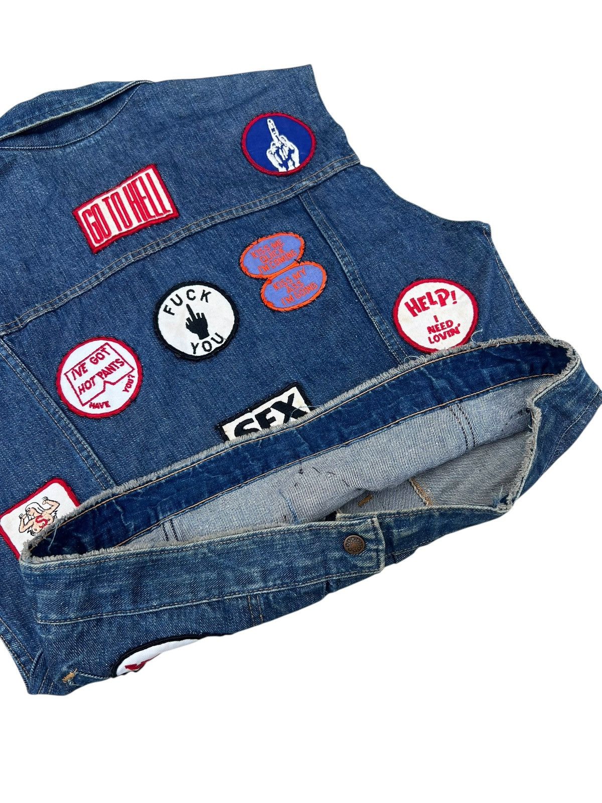 Vintage RARE! 60s Hippie Selvedge Denim Vest Size US L / EU 52-54 / 3 - 21 Thumbnail