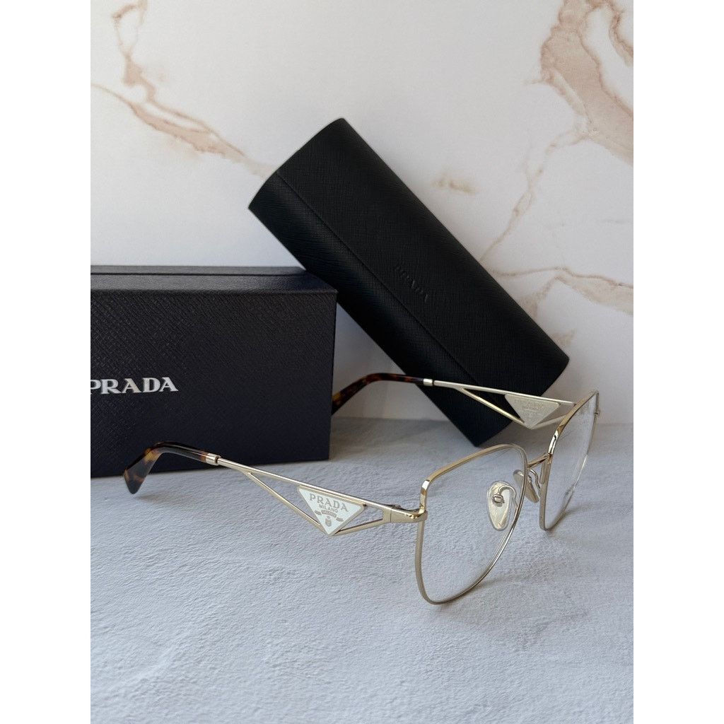 Prada NEW Prada PRA54VD Eyeglasses Frames in Gold White Size ONE SIZE - 6 Thumbnail