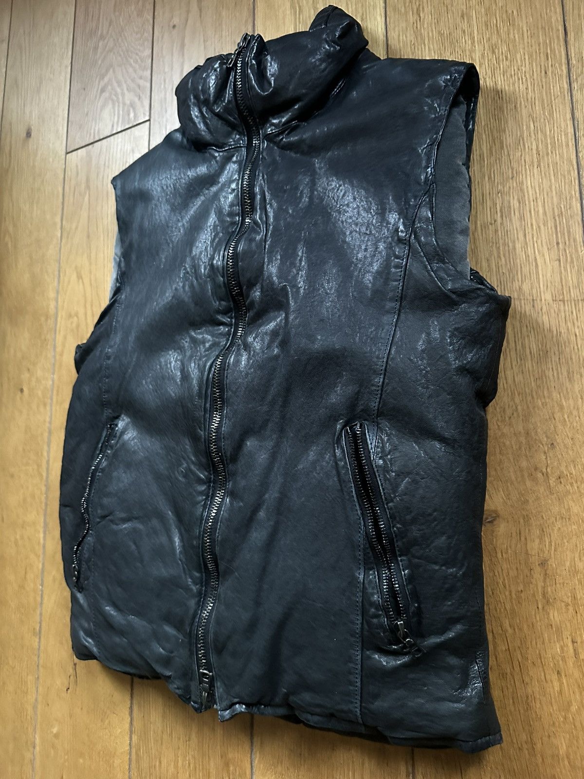 Isamu Katayama Backlash Metallic Navy Leather Down Vest JP 2 Fits US S Size US S / EU 44-46 / 1 - 7 Thumbnail