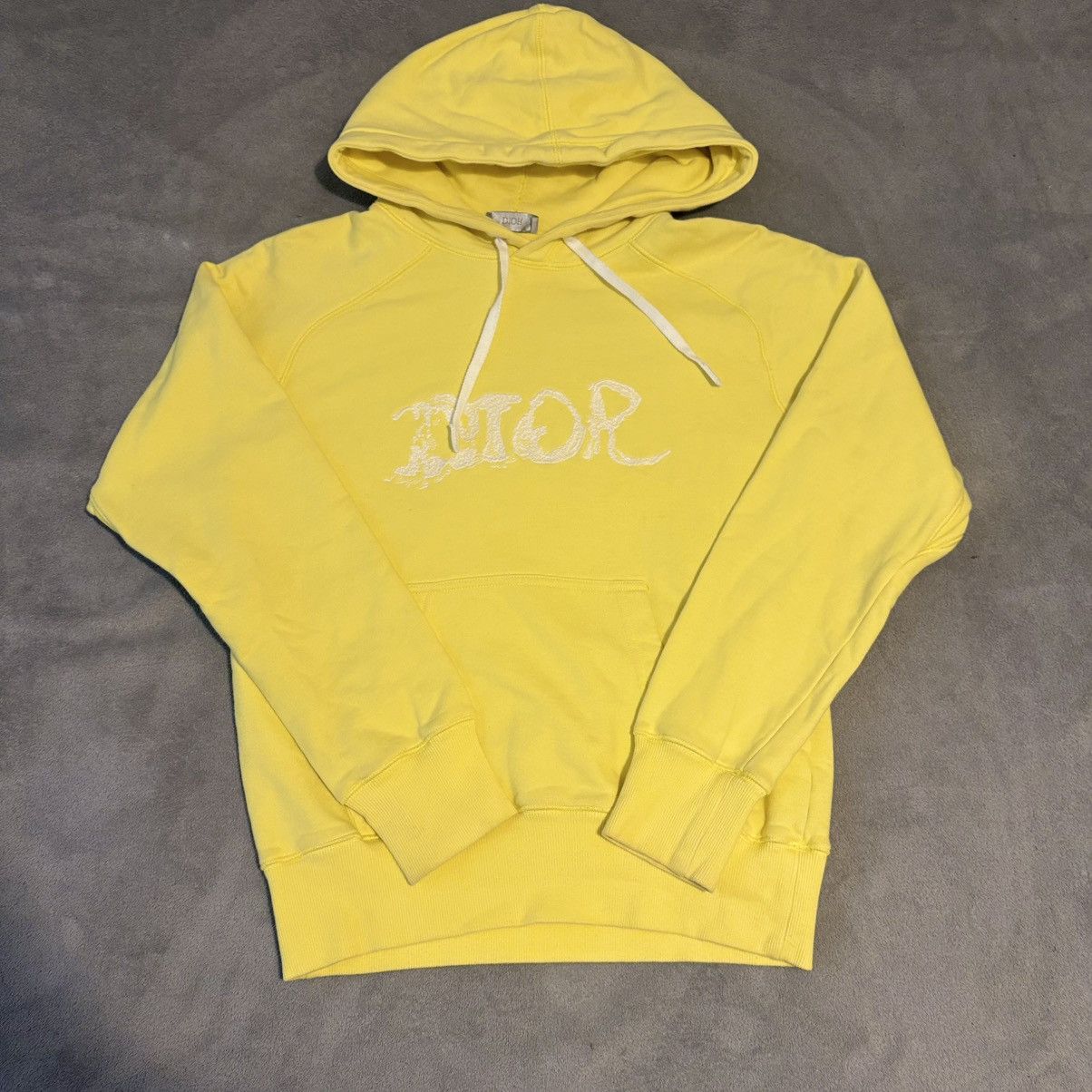 Dior x Peter Doig Yellow logo hoodie Authentic FW21 Rare XS