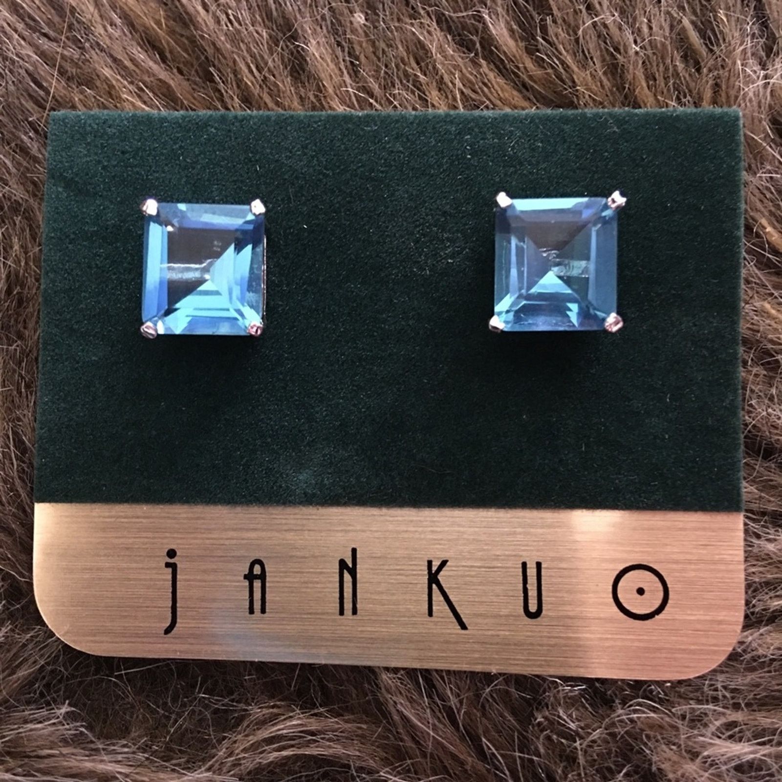 Jewelry Janku Simulated Square Cut Blue Topaz Earrings, Women's