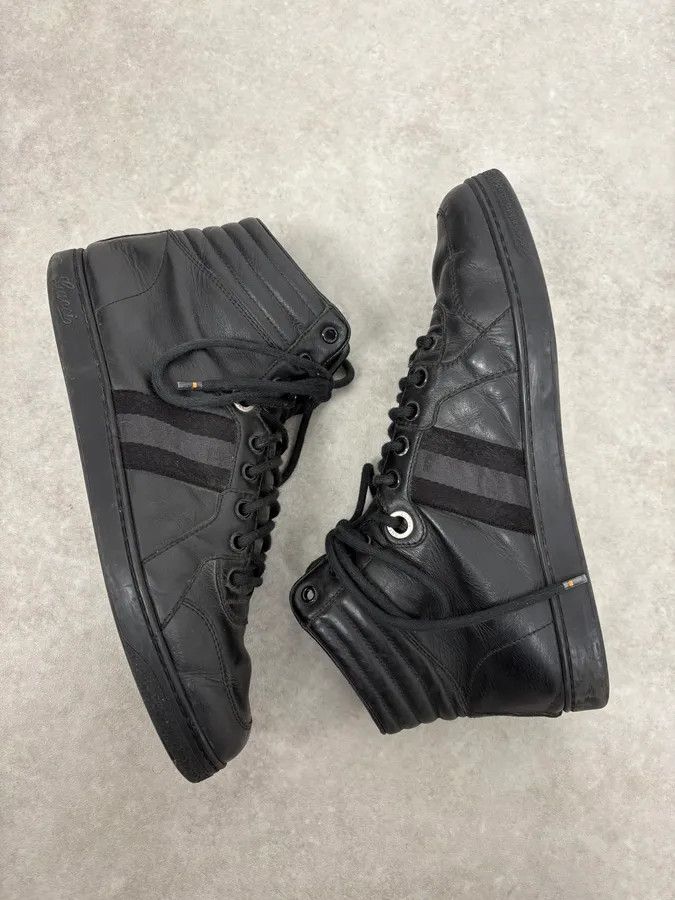 Gucci 2000s Gucci Black Italian Leather High Sneakers Size US 9 / EU 42 - 6 Thumbnail