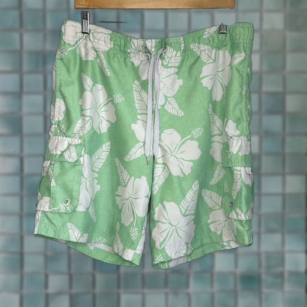 Ocean Pacific OP Mens Mint Green White Drawstring Swim Trunks Board Shorts Size M 32-34 Men Multicolor Ocean Pacific Size US 31 - 1 Thumbnail