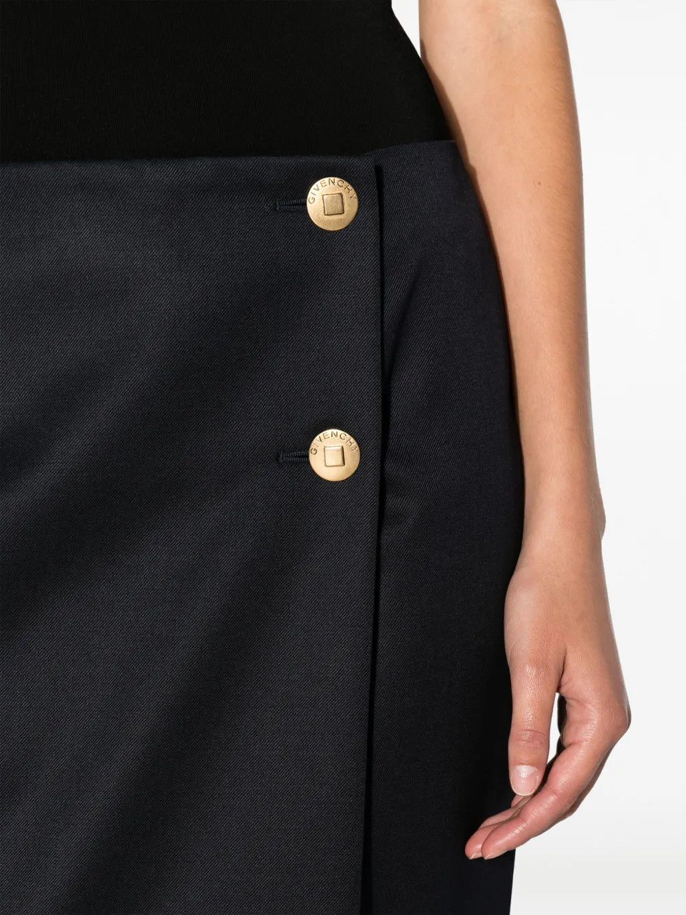 Givenchy o1y0925 Midi Skirt in Midnight Blue Size 27" / US 4 / IT 40 - 2 Thumbnail
