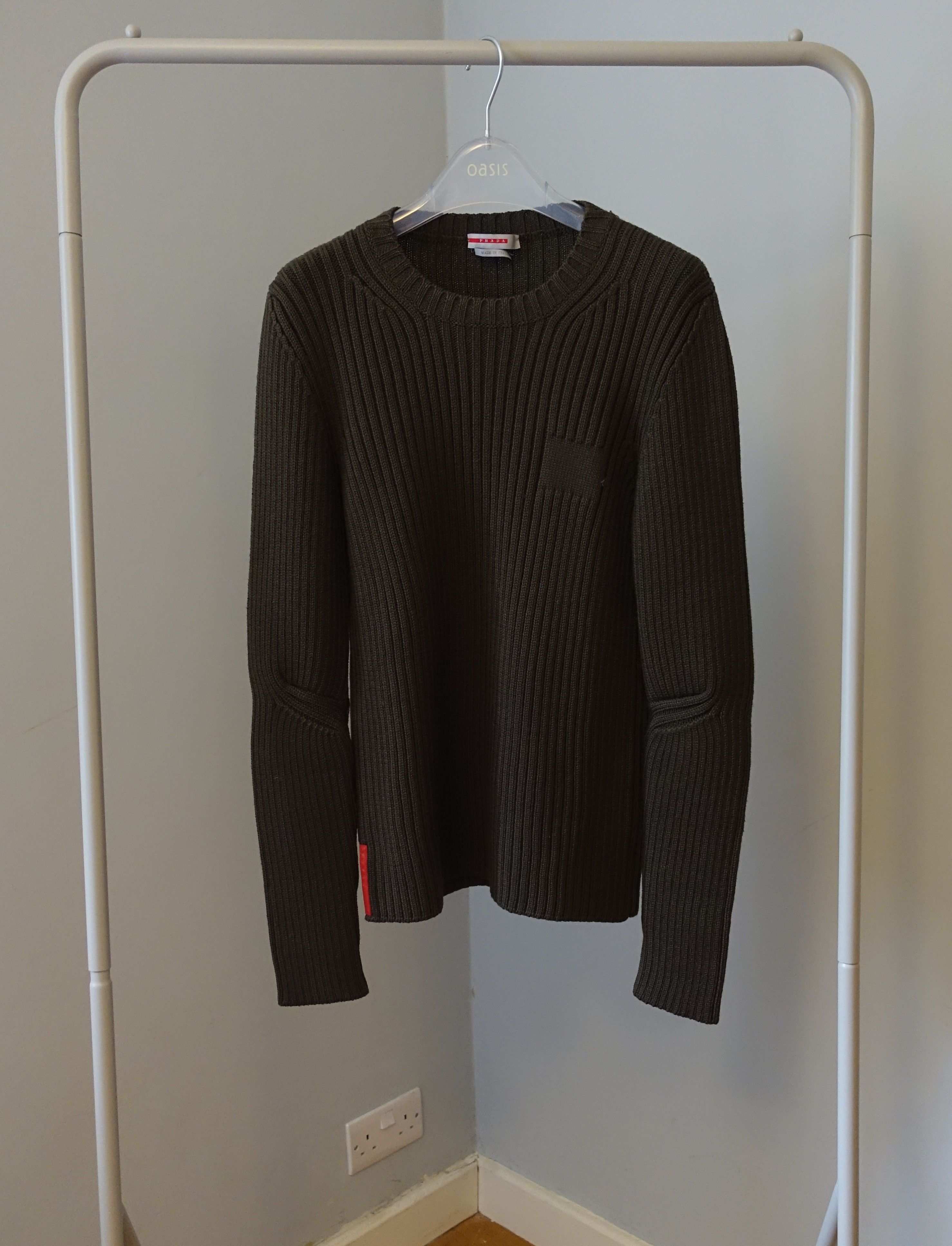 Prada Military Style Ribbed Wool Sweater Size US XS / EU 42 / 0 - 1 Thumbnail