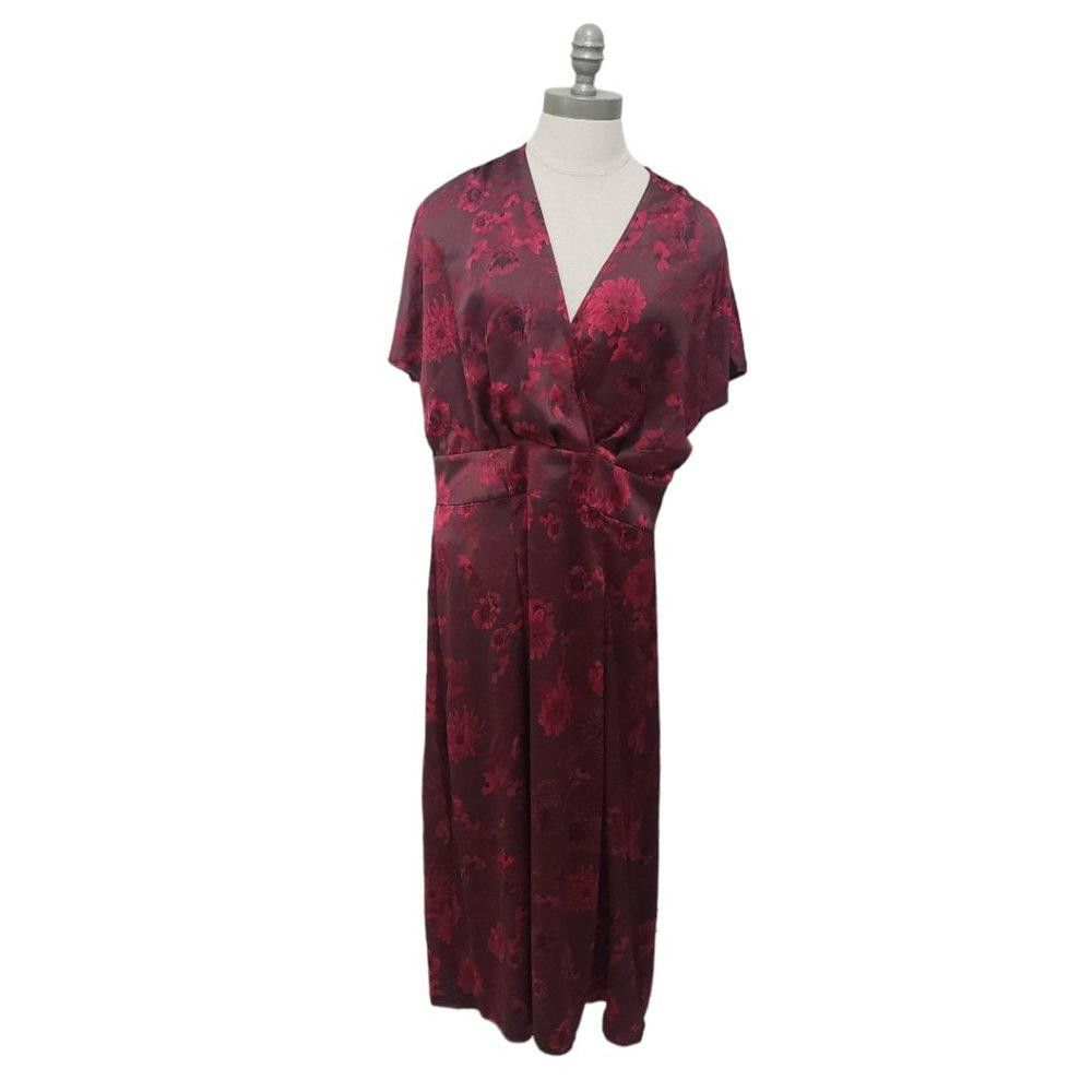 Designer CT769 Chelsea.28 NWT Ladies Burgundy Short Sleeve dress Size L / US 10 / IT 46 - 1 Thumbnail
