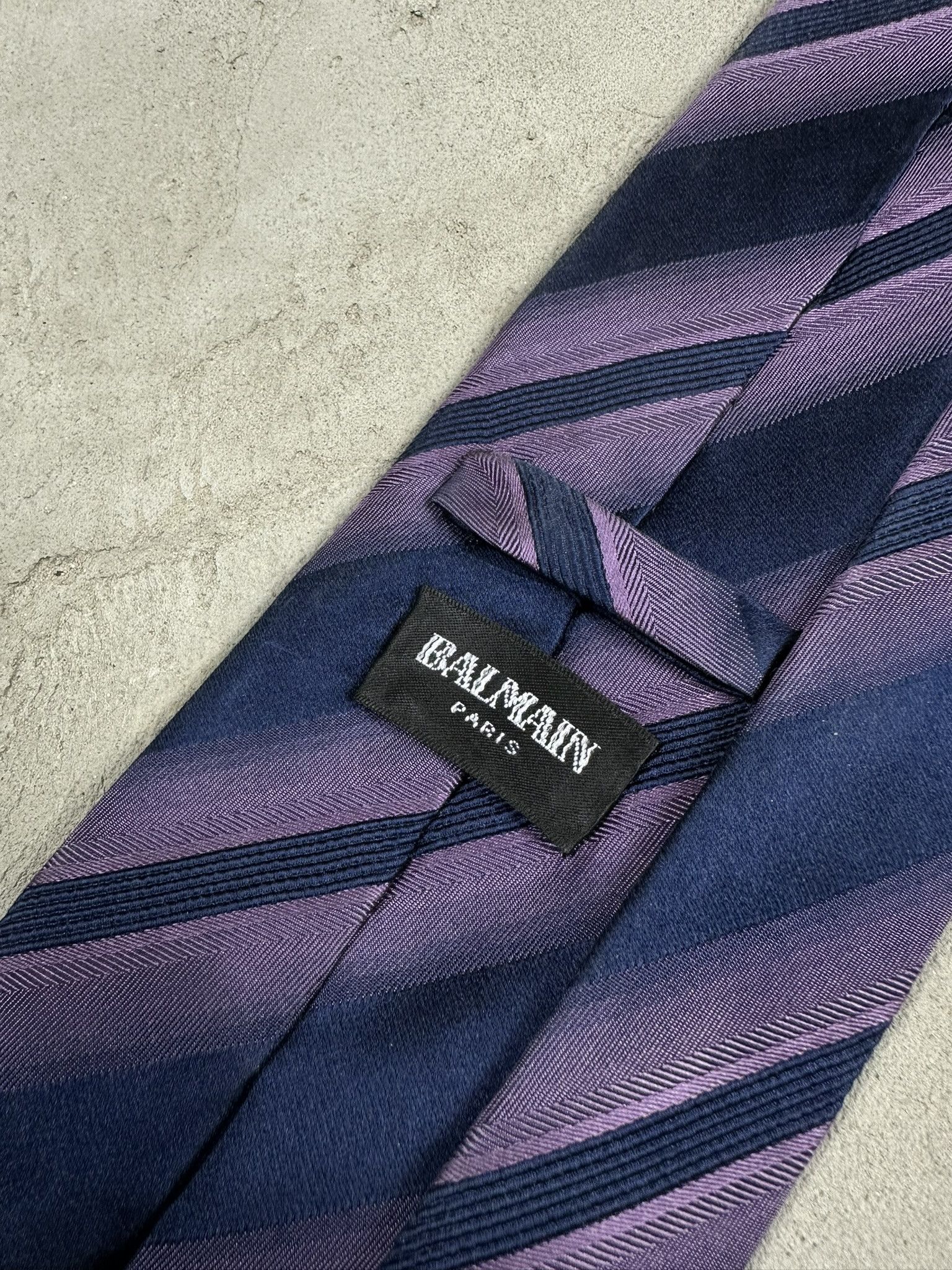 Balmain Vintage Balmain Silk Stripped Luxury Tie Size ONE SIZE - 8 Thumbnail