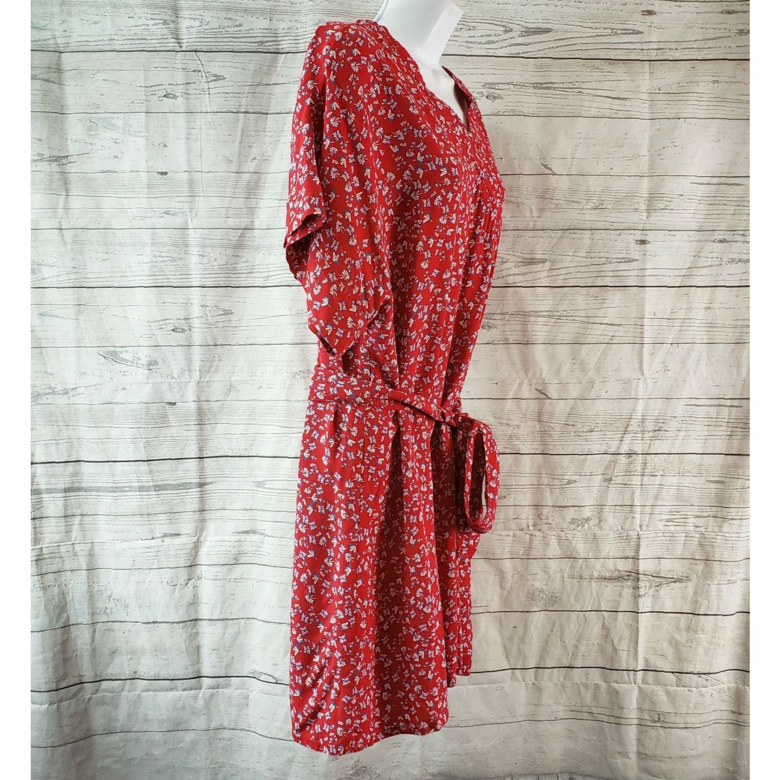 Vintage Antoine & Lili Womens Dress Printed Floral Belted Short Sleeve Pullover Red Blue Size 12 3 US Size XL / US 12-14 / IT 48-50 - 3 Thumbnail