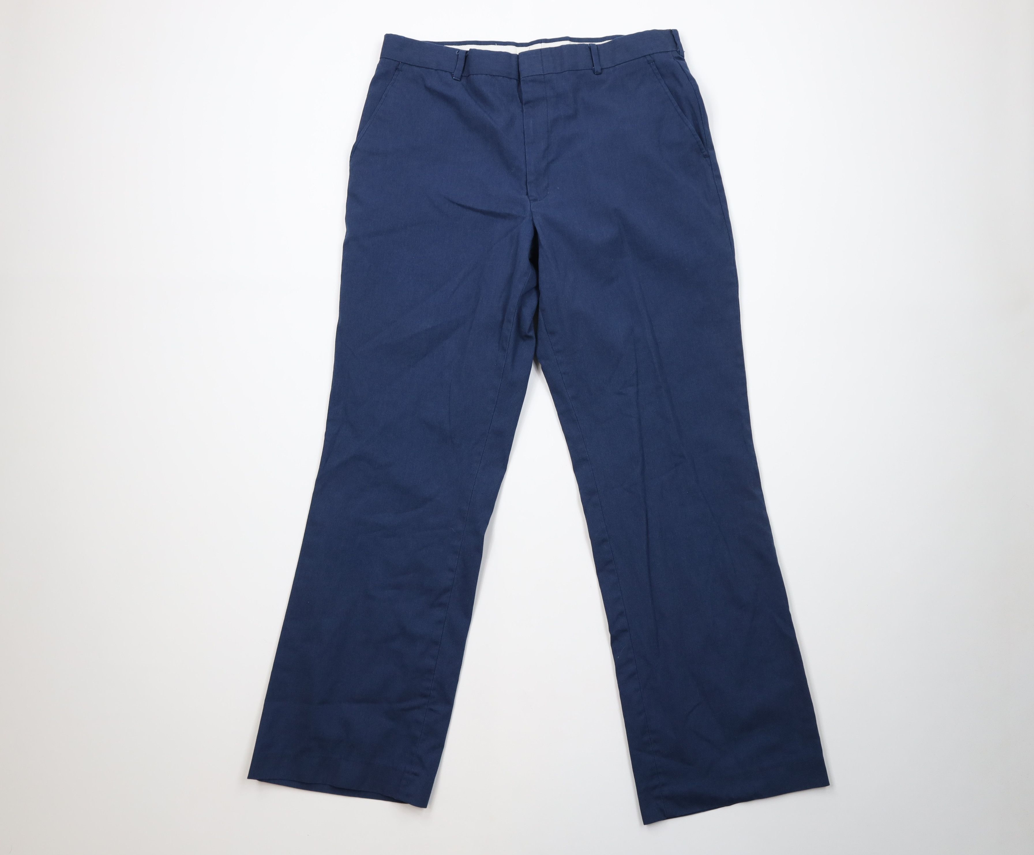Vintage Vintage 70s Streetwear Wide Leg Workwear Pants Blue USA Size US 34 / EU 50 - 1 Thumbnail