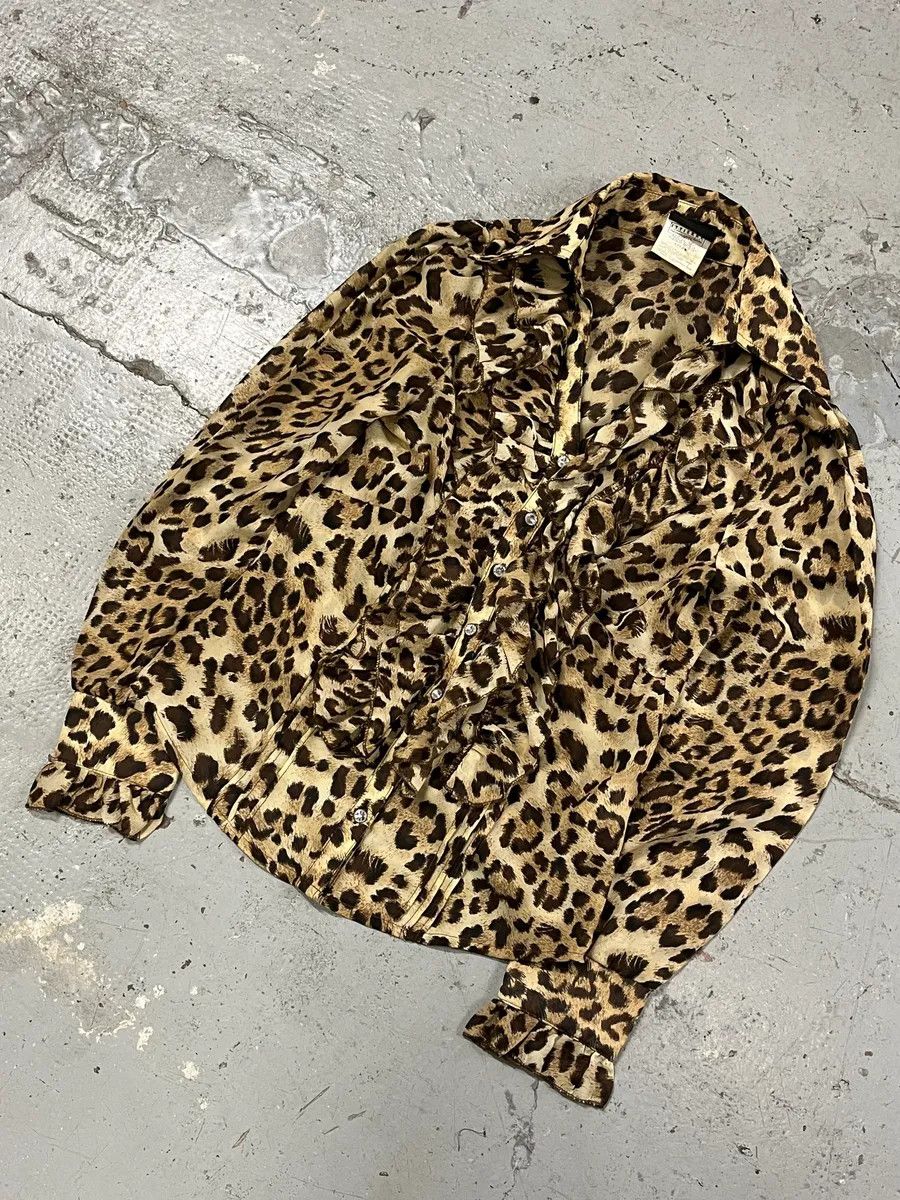 Roberto Cavalli 2000s Cavalli Leopard Print Chic Shirt Size XS / US 0-2 / IT 36-38 - 4 Thumbnail