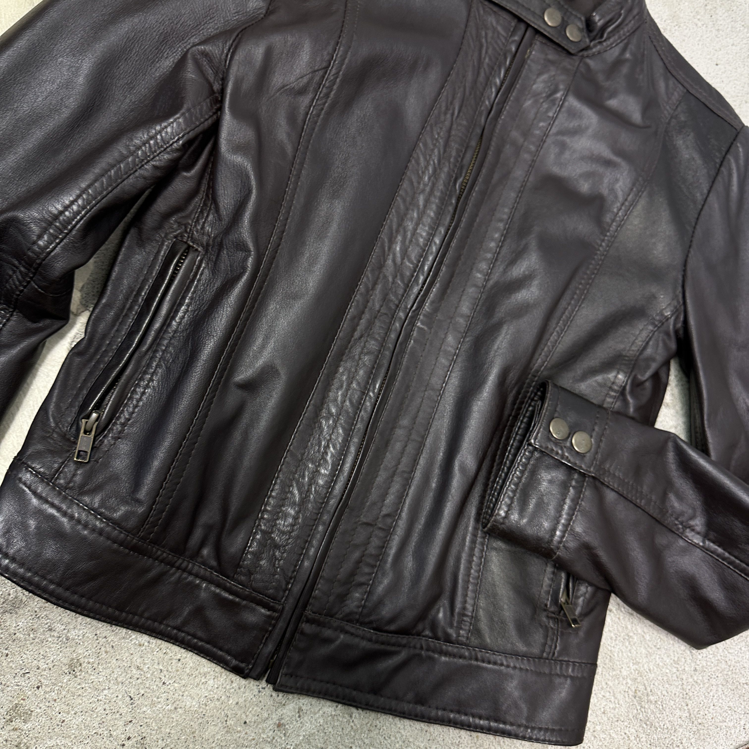 Vintage Vintage Leather Biker Moto Racing Chocolate Brown Jacket 00s Size US M / EU 48-50 / 2 - 7 Thumbnail