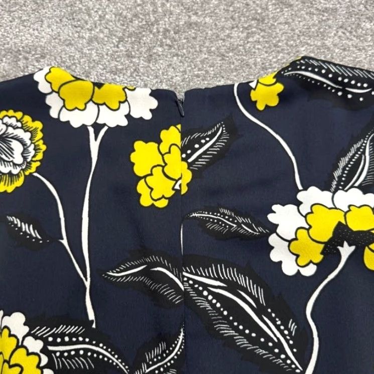 Boden Boden Navy Blue Yellow Floral Midi Sheath Dress Womens US10R UK14R 3/4 Sleeve Floral Pattern Boho Office Workwear Casual Spring Summer Fall Womens Size L / US 10 / IT 46 - 4 Thumbnail