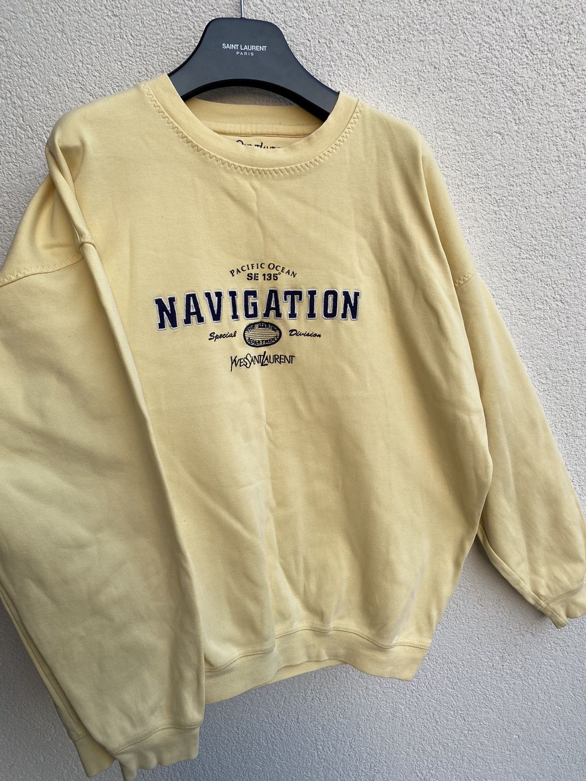 Yves Saint Laurent 90s YSL Sweatshirt Yellow Sweater Vintage Big Logo y2k Size US L / EU 52-54 / 3 - 6 Thumbnail