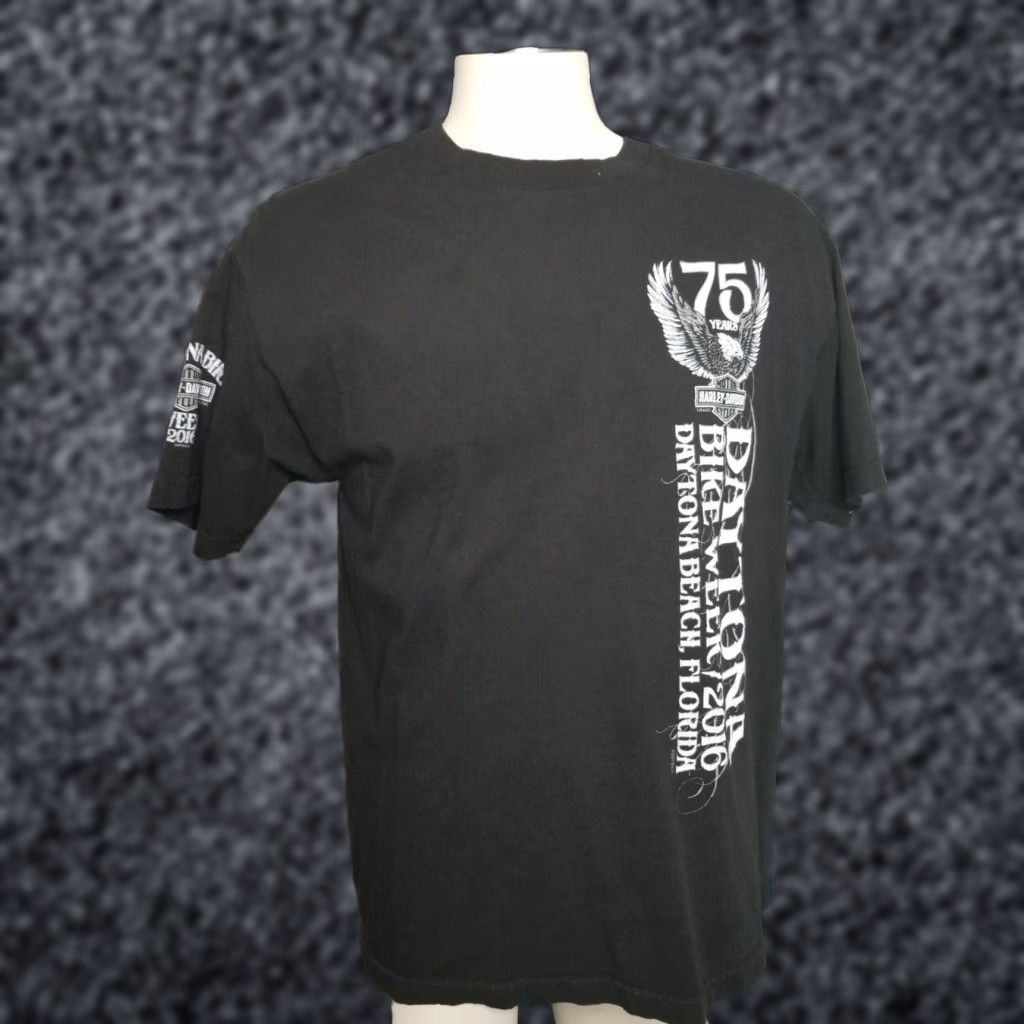 Harley Davidson HARLEY-DAVIDSON 2016 Daytona Beach Bike Week T-Shirt Mens L Black Motorcycle Short Sleeve Crew Neck Double-Sided Size US L / EU 52-54 / 3 - 1 Thumbnail