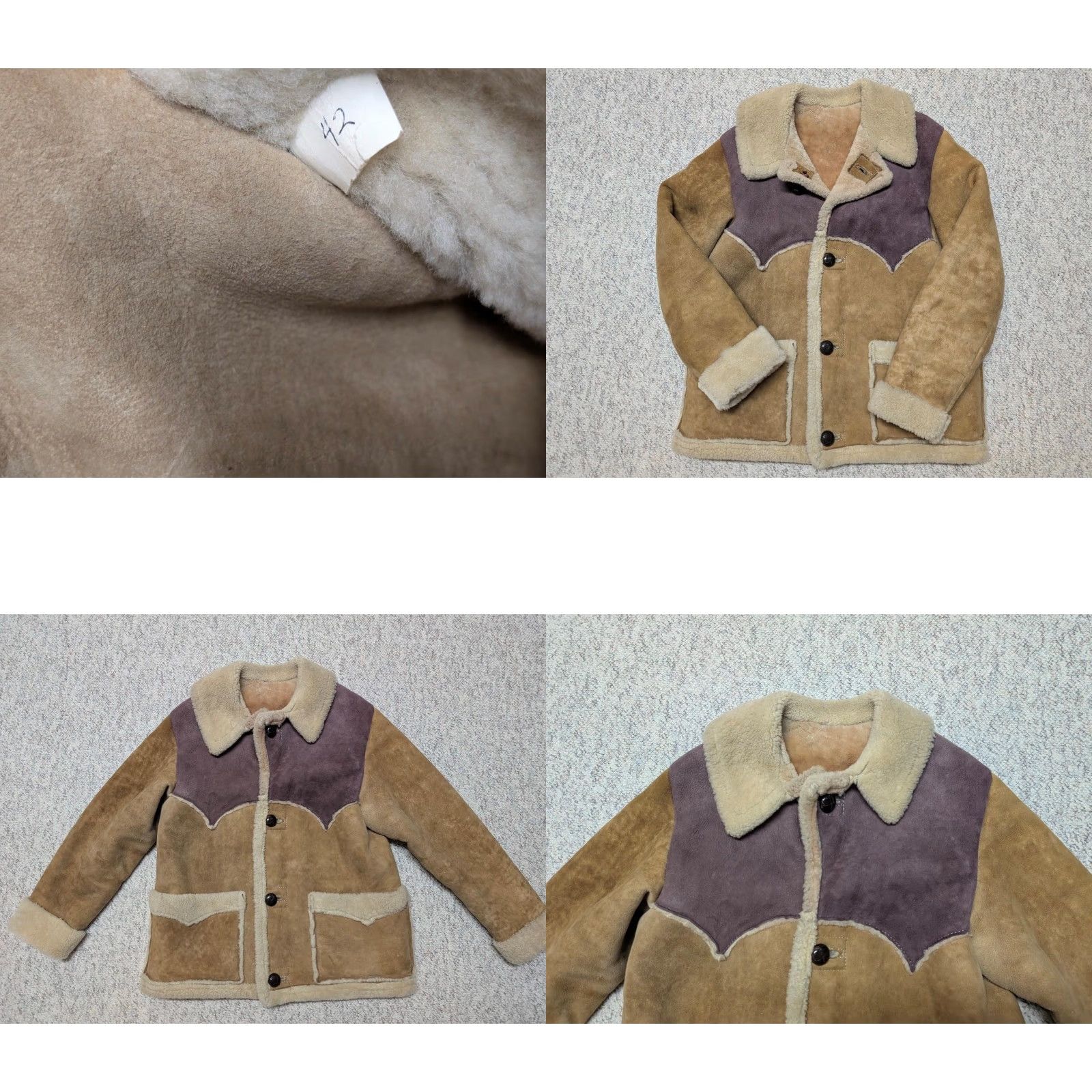 Vintage VINTAGE Shearling Leather Coat Western Cowboys Rancher Jacket Men M Brown Sheepskin Leather Coat Chest 40 Size US M / EU 48-50 / 2 - 8 Thumbnail