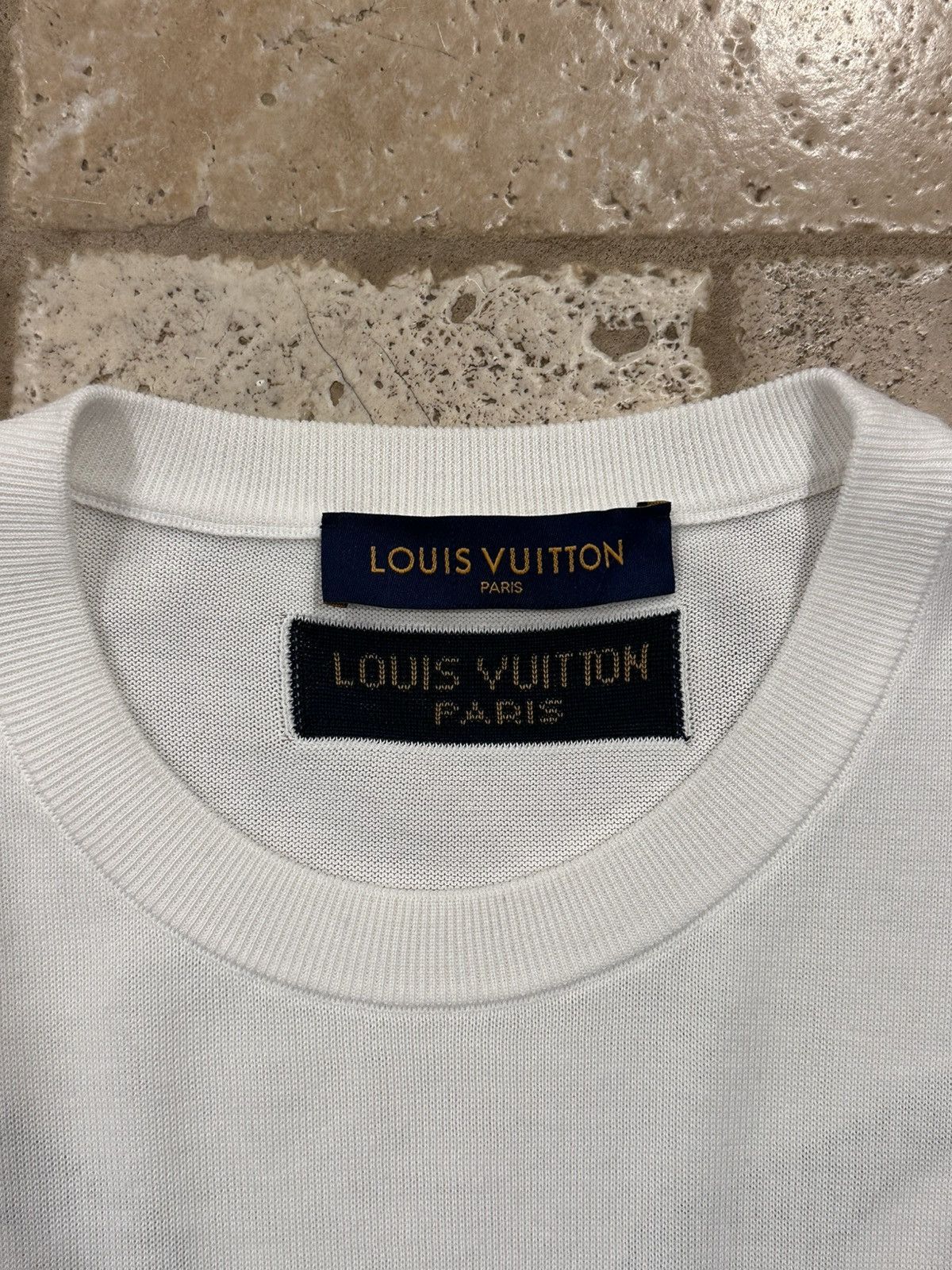 Louis Vuitton Louis Vuitton “End Goal” Intarsia White Sweater Knit T-Shirt Size US XL / EU 56 / 4 - 7 Thumbnail