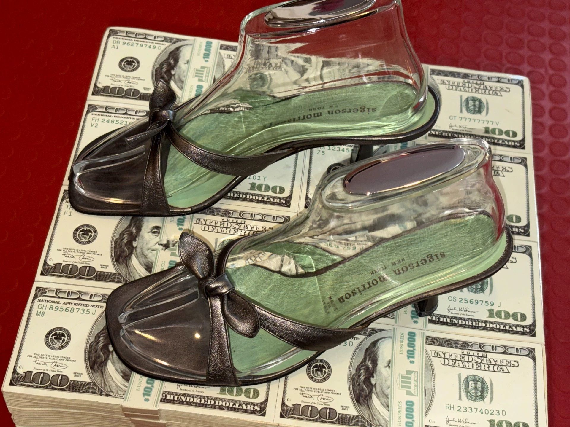 Other Sigerson Morrison Vtg Silver Bow Kitten Heel Sandal 38 Size US 7.5 / IT 37.5 - 2 Thumbnail