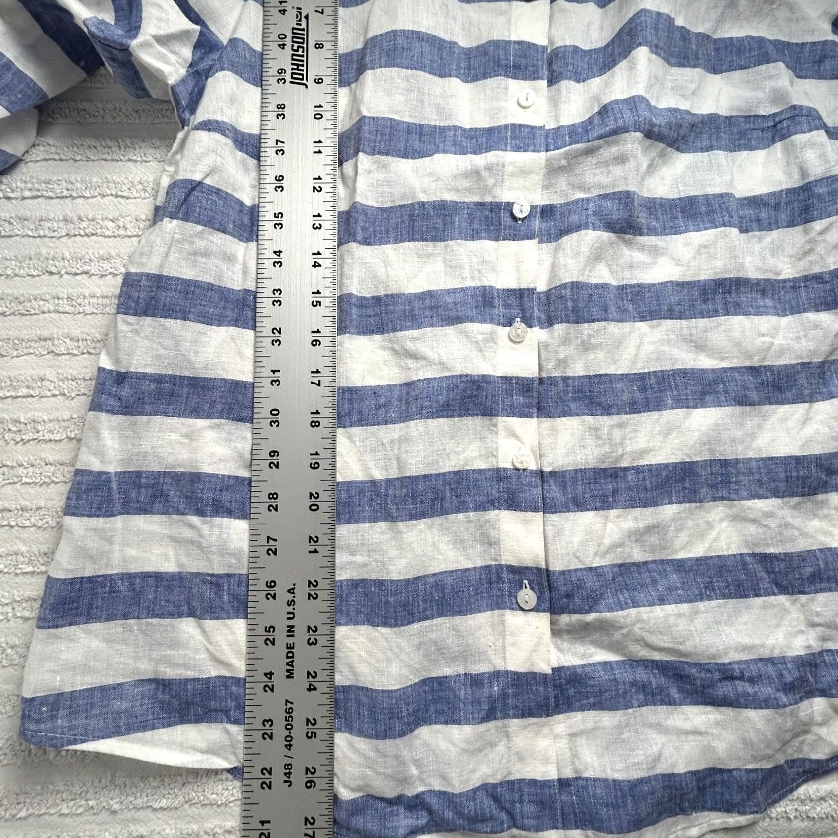 Vintage Chico's Shirt Striped Blue White Button-Down Non Iron Linen 2 XS? Size XS / US 0-2 / IT 36-38 - 6 Thumbnail