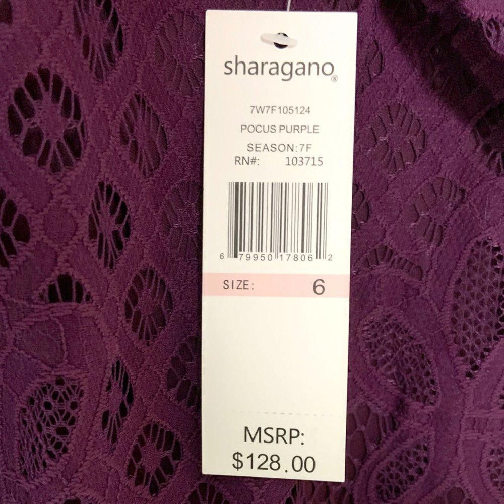 Designer Sharagano Women's Lace Dress - Elegant Purple Size M / US 6-8 / IT 42-44 - 6 Thumbnail