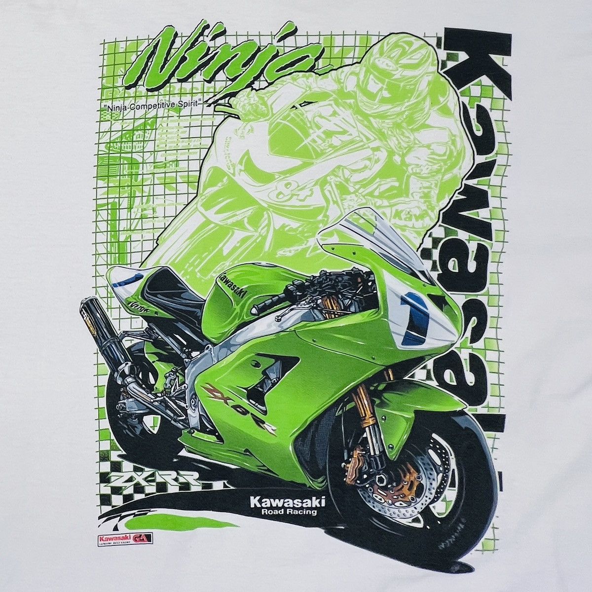 Japanese Brand × Vintage Vintage 90s NINJA Motorcycle T-Shirt - KAWASAKI Racing Size US XL / EU 56 / 4 - 1 Thumbnail