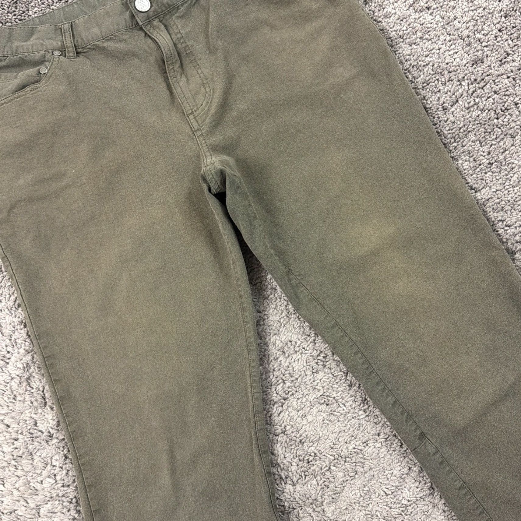 Vintage Free Fly Pants Men 31 Green Chino Cotton Spandex Stretch Mid Rise Straight Size US 31 - 2 Thumbnail