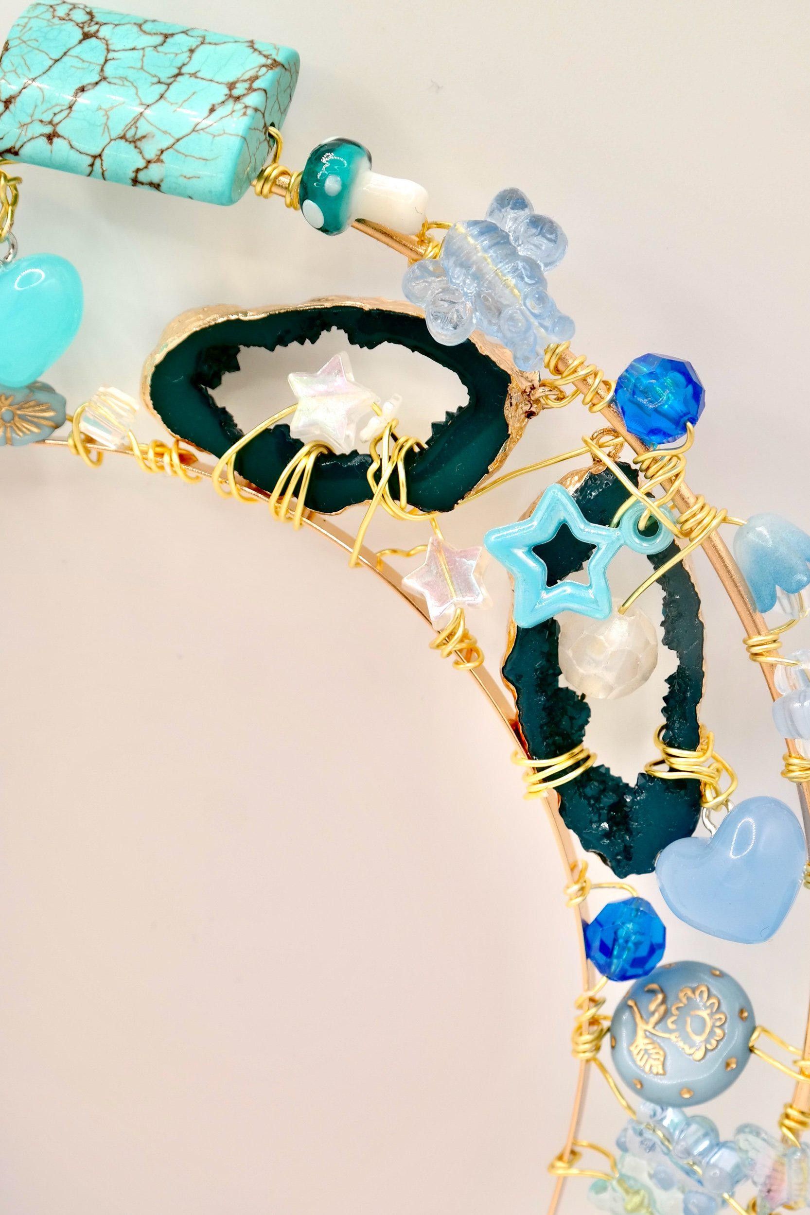 Handmade Fit For A Mermaid Blue & Gold Headpiece Size ONE SIZE - 6 Thumbnail