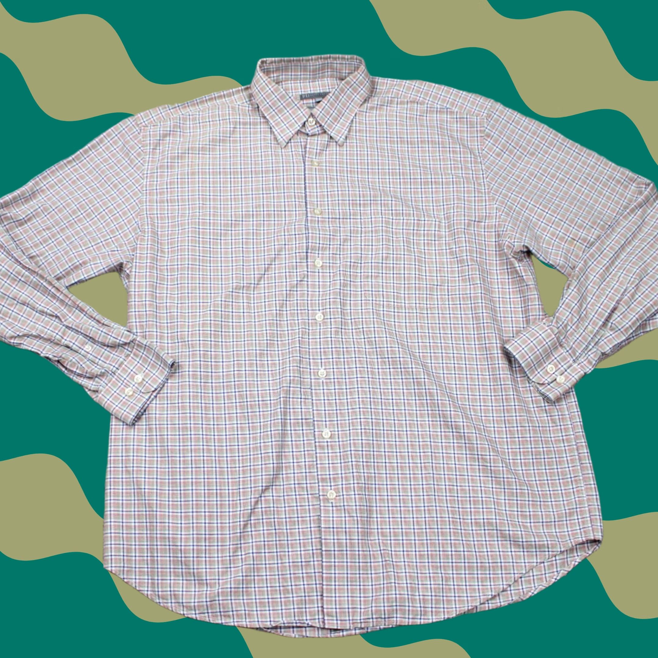 Vintage Hickey Freeman Shirt Mens 2XL XXL Orange/Blue Cotton L/S Button Woven in Italy Size US XXL / EU 58 / 5 - 1 Thumbnail