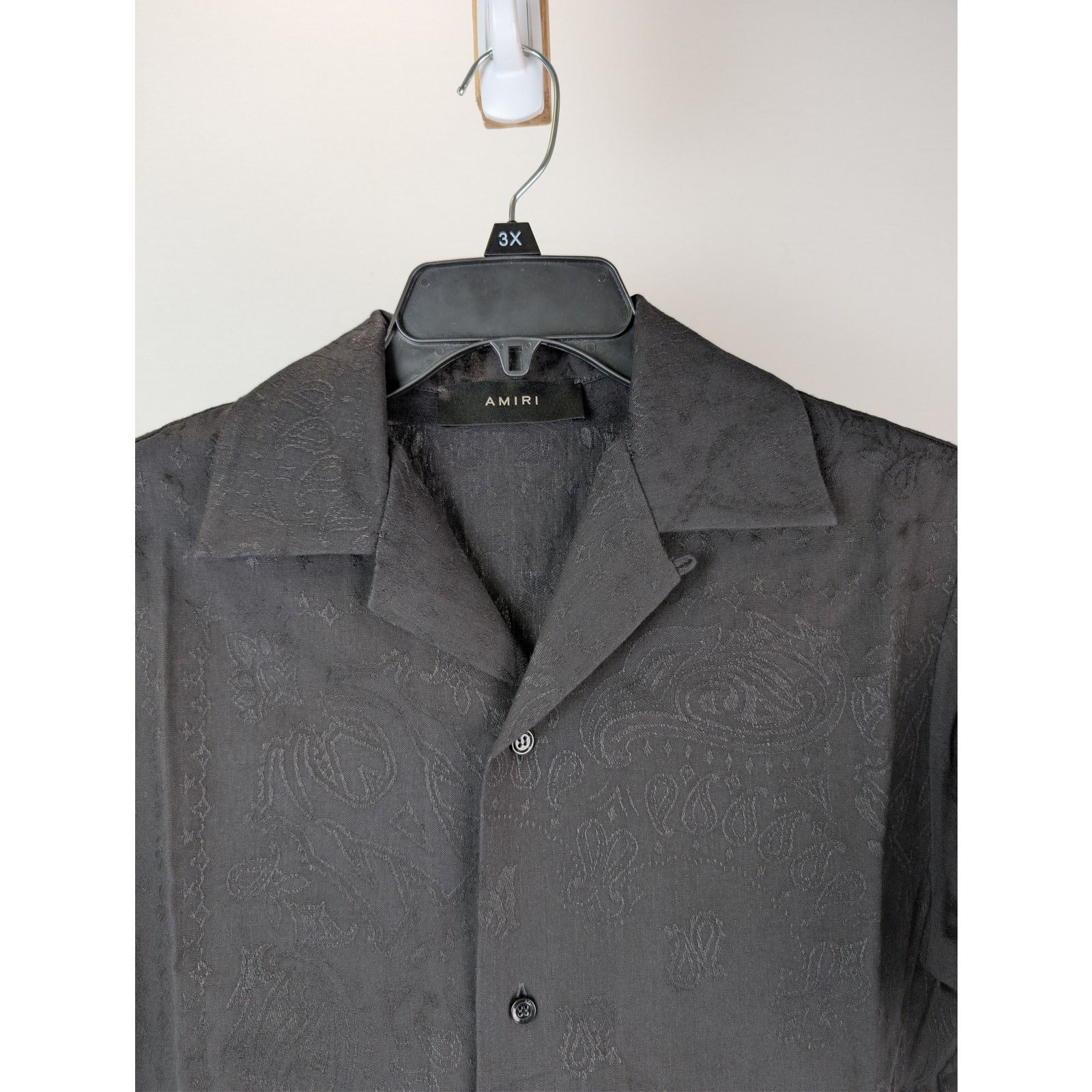 Amiri o1rshd1 MA Bandana Linen Camp Shirt in Black S Size US S / EU 44-46 / 1 - 7 Thumbnail