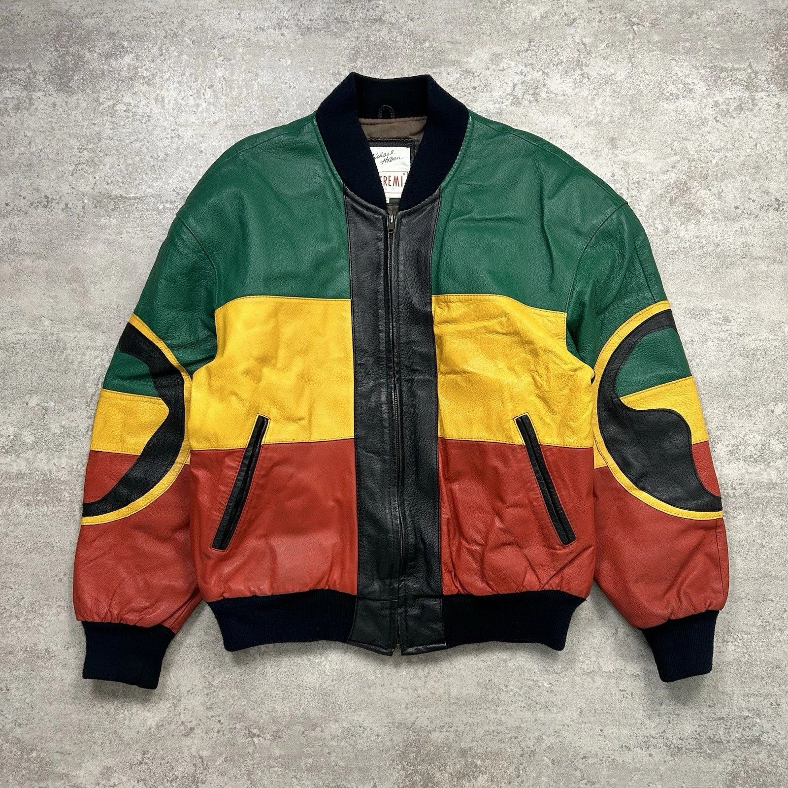 Vintage VTG MICHAEL HOBAN RASTA ZION LEATHER BOMBER JACKET SIZE M Size US M / EU 48-50 / 2 - 2 Thumbnail