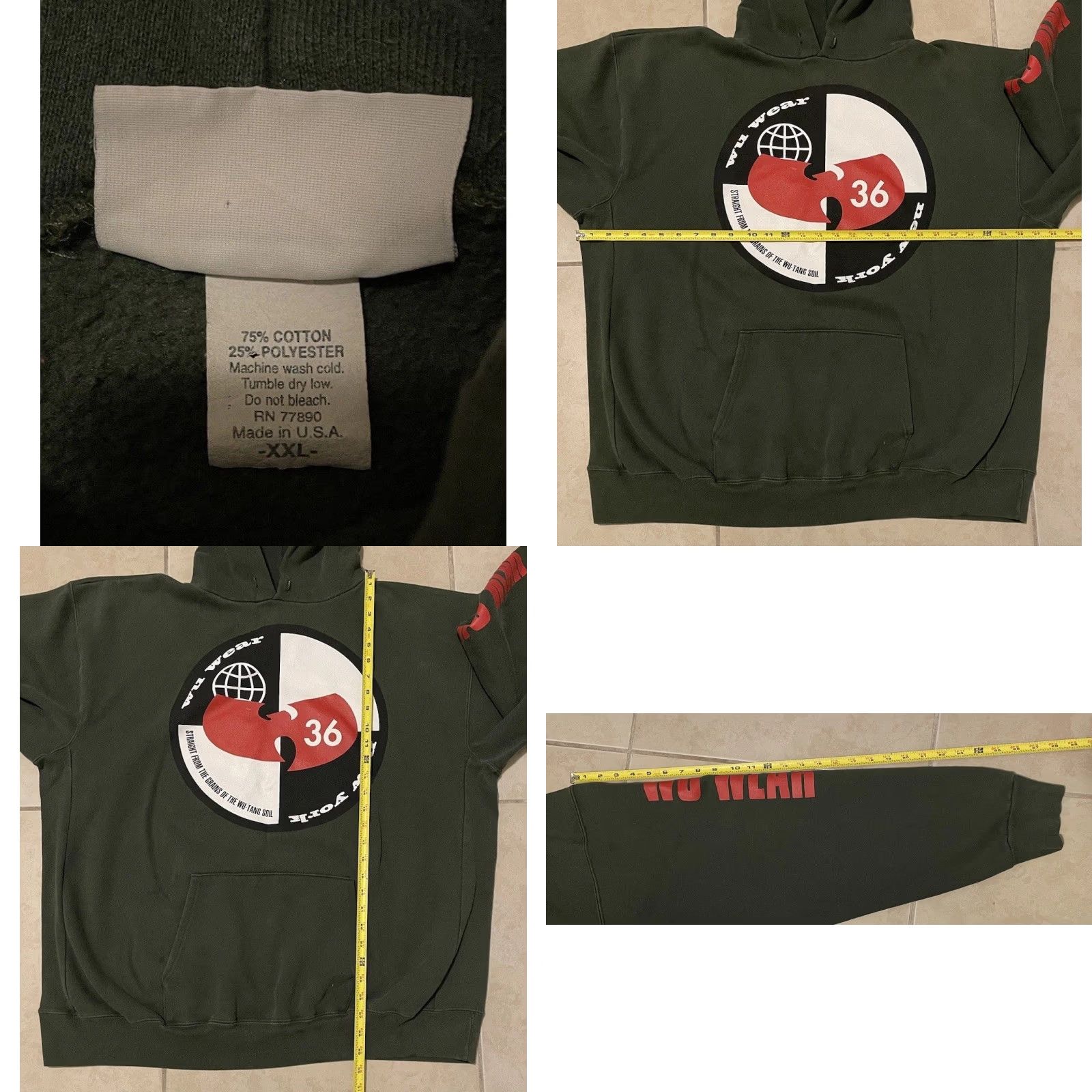 Vintage VINTAGE Wu Wear Hoodie Sweatshirt 2XL Green Men Pullover Grunge Hip Hop NYC 90s Wu Tang Rza Gza Raekwon Size US XXL / EU 58 / 5 - 9 Thumbnail