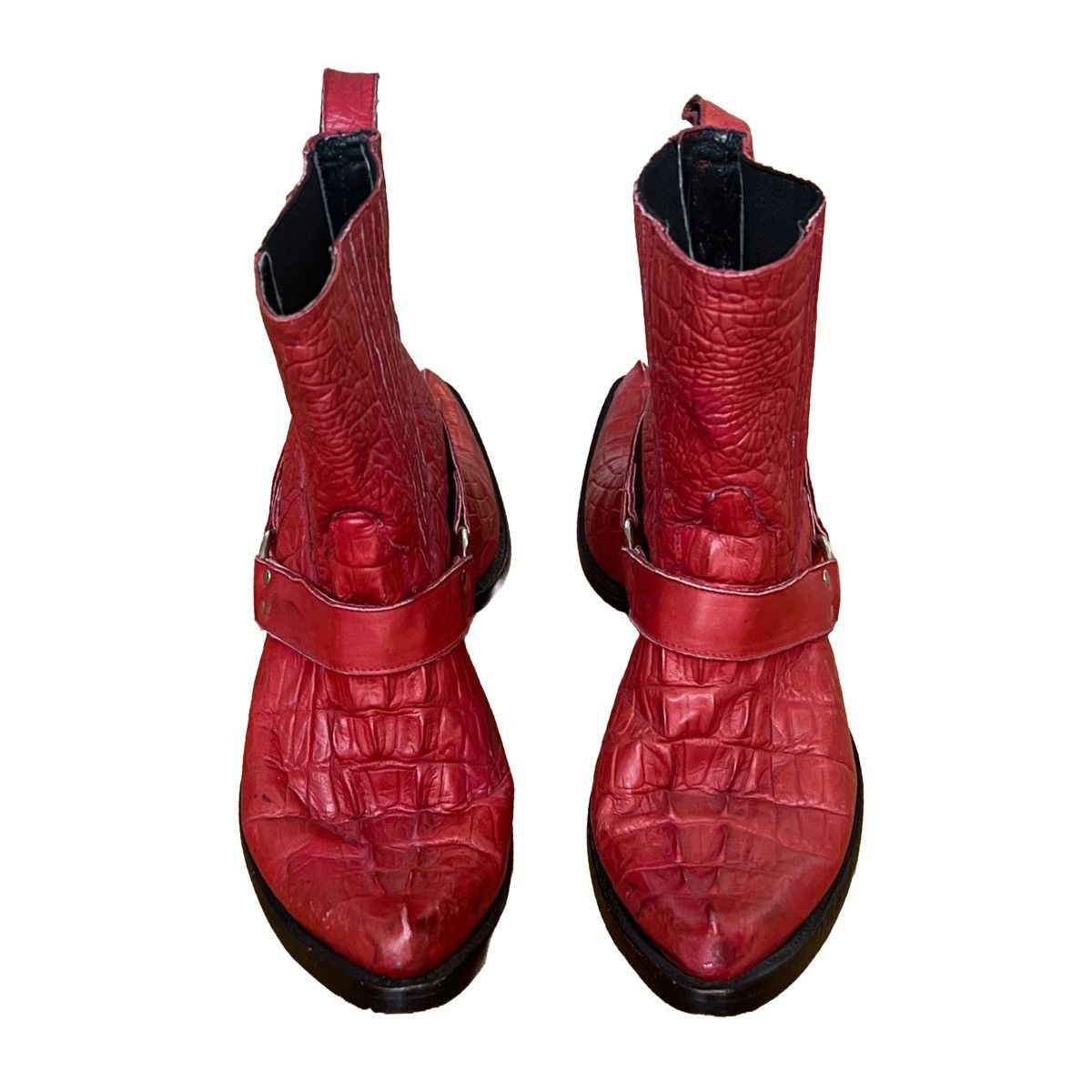 Hood By Air HBA SS 2017 Double Faced Red Croc effect Cowboy Boots Size US 9 / EU 42 - 4 Thumbnail
