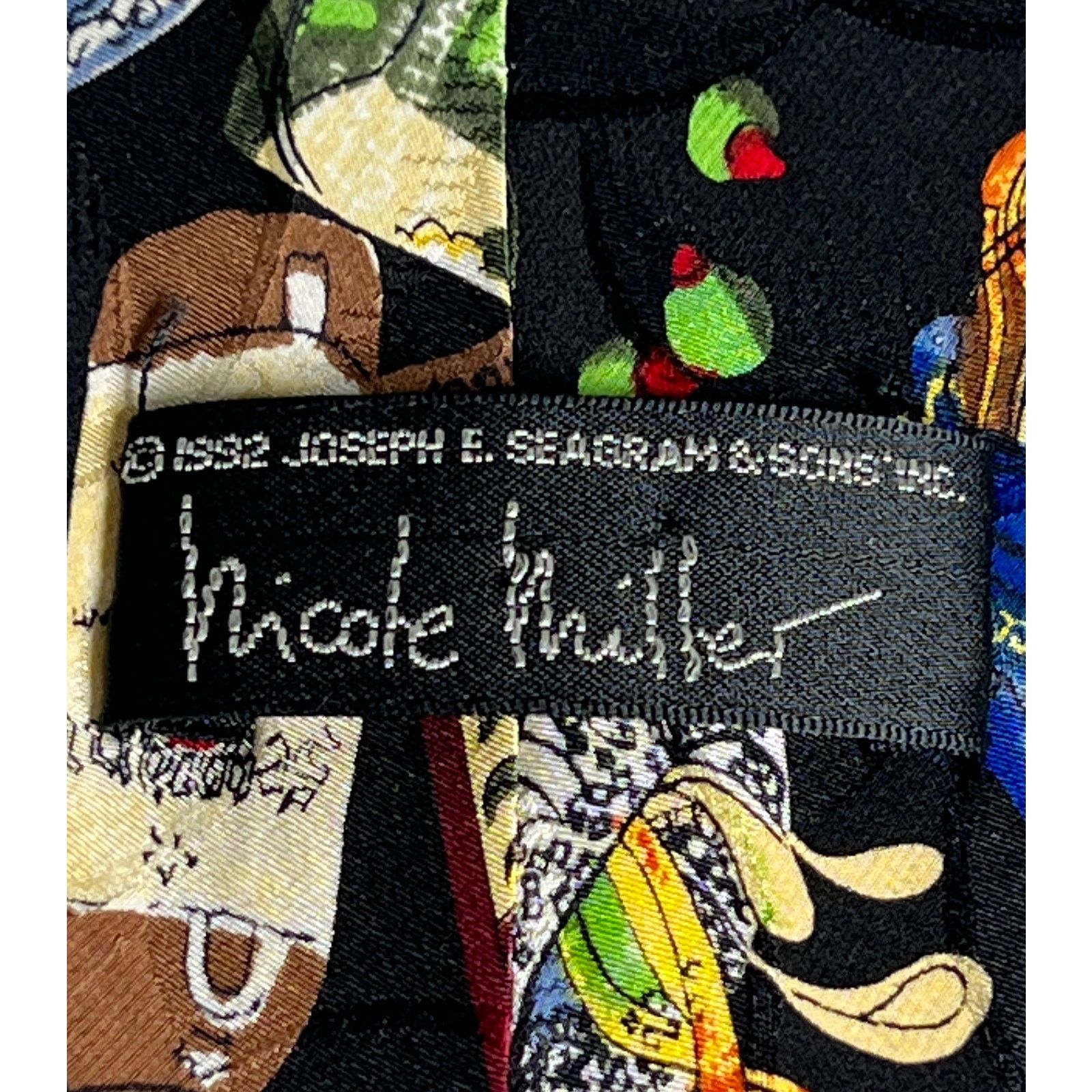 Nicole Miller Nicole Miller Mens Tie Novelty Black Blue 100% Silk Necktie Size ONE SIZE - 3 Thumbnail