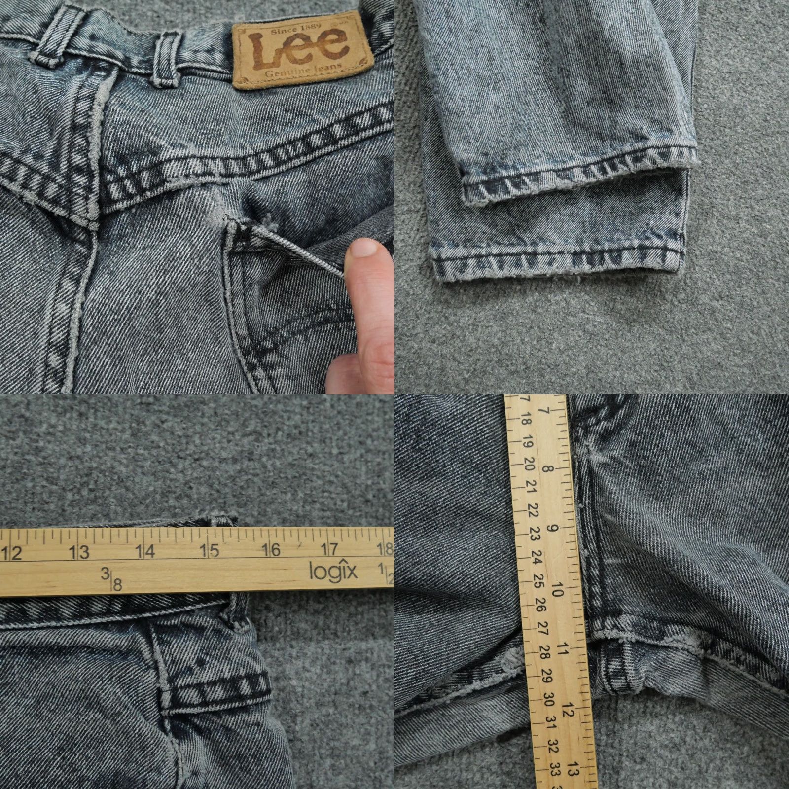 Lee VINTAGE Lee Jeans Mens 33x30 Black Denim 90s Distressed 5-Pocket Jeans Womens? Size US 31 - 9 Thumbnail