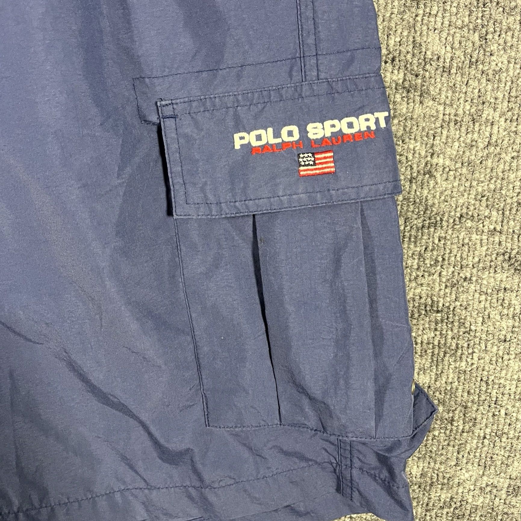 Vintage VINTAGE Ralph Lauren Polo Sport Shorts Mens XL Blue Belted Nylon Cargo 90s Belted Cargo Pocket Lightweight 8 in Inseam Regular Rise 90s Theme Mens Size US XL / EU 56 / 4 - 2 Thumbnail