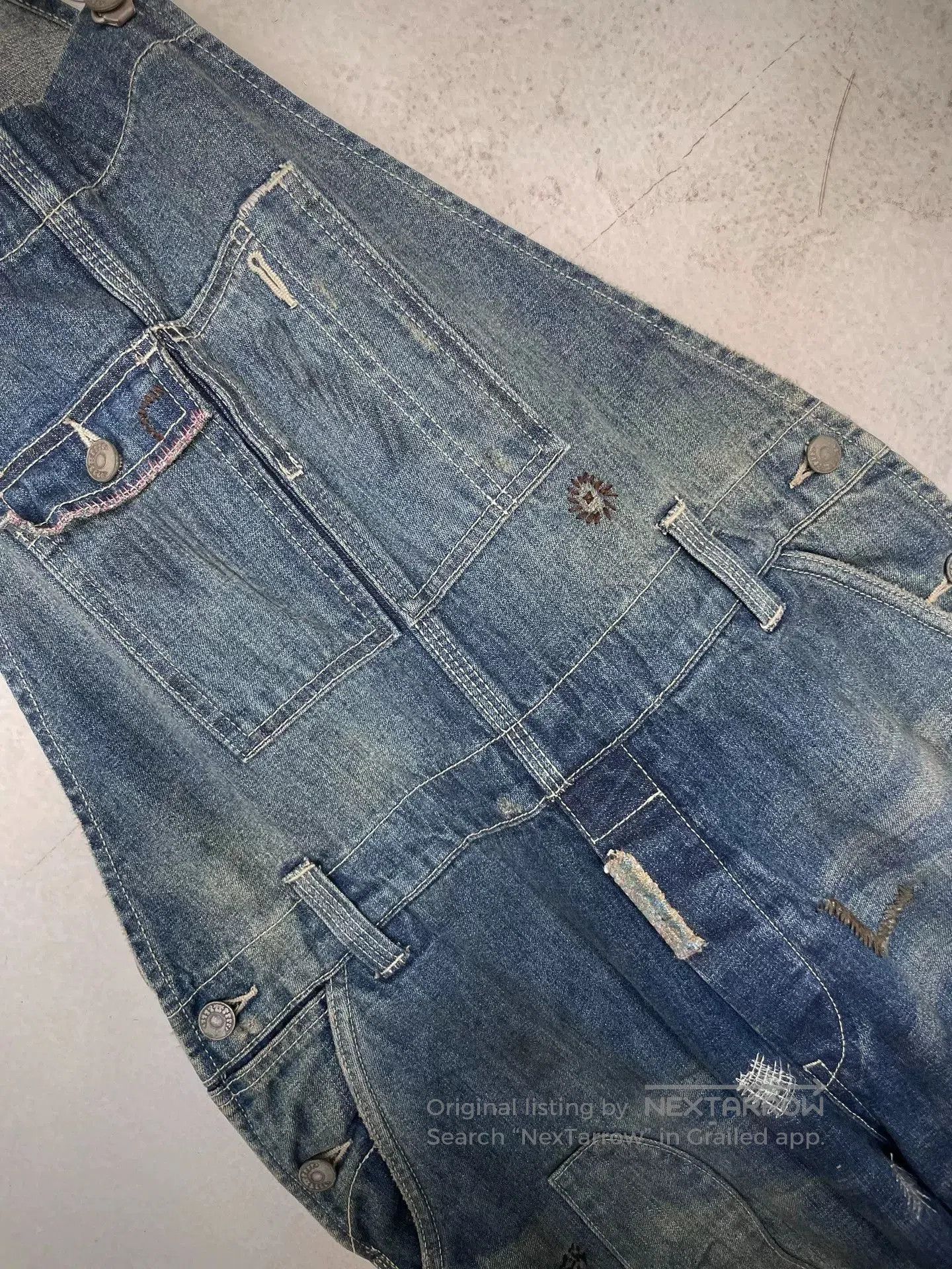 Vintage Distressed Vintage Patch Cargo Overalls. Size US 31 - 4 Thumbnail